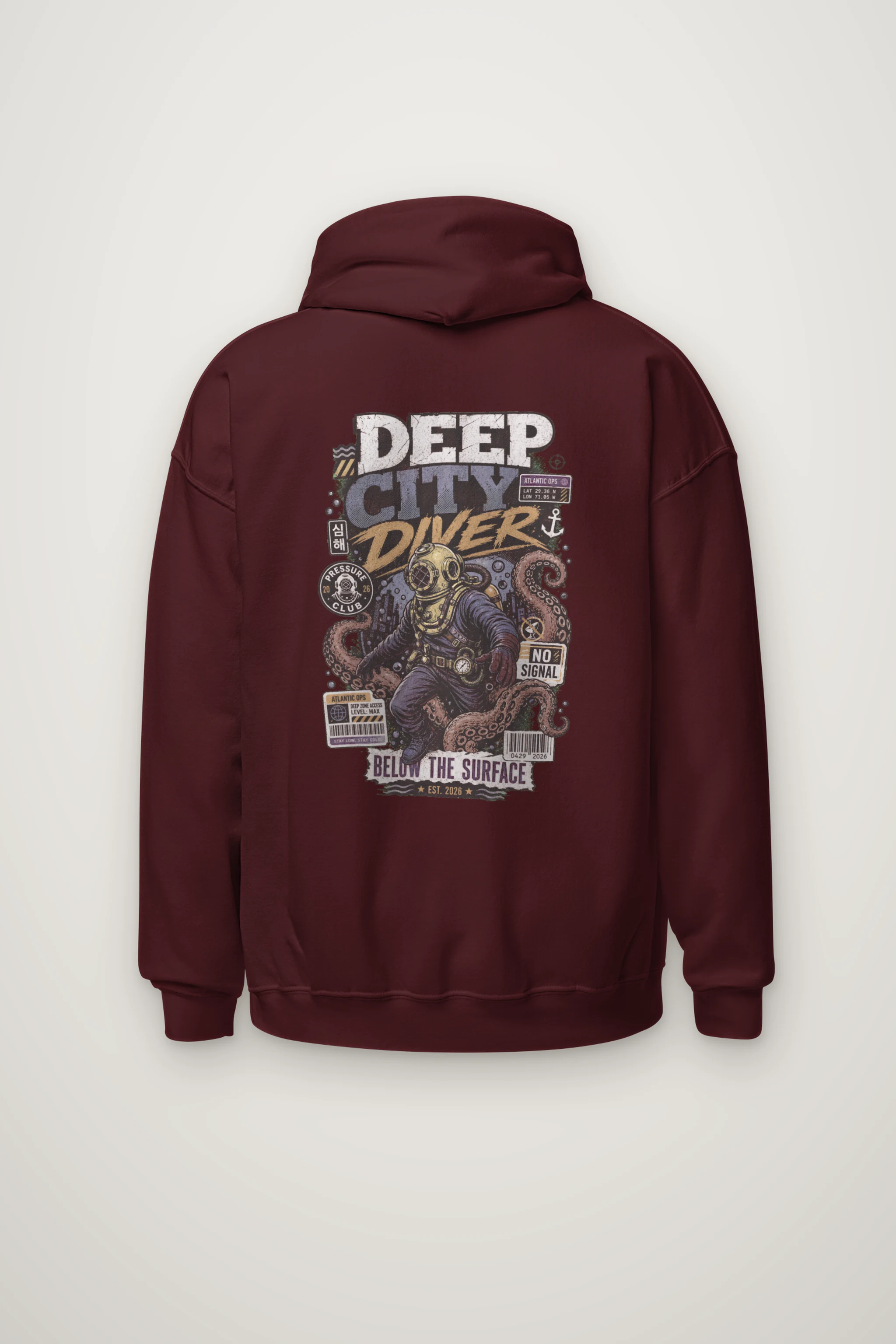 "Deep City Diver" Heavy Blend Unisex Pullover Hoodie
