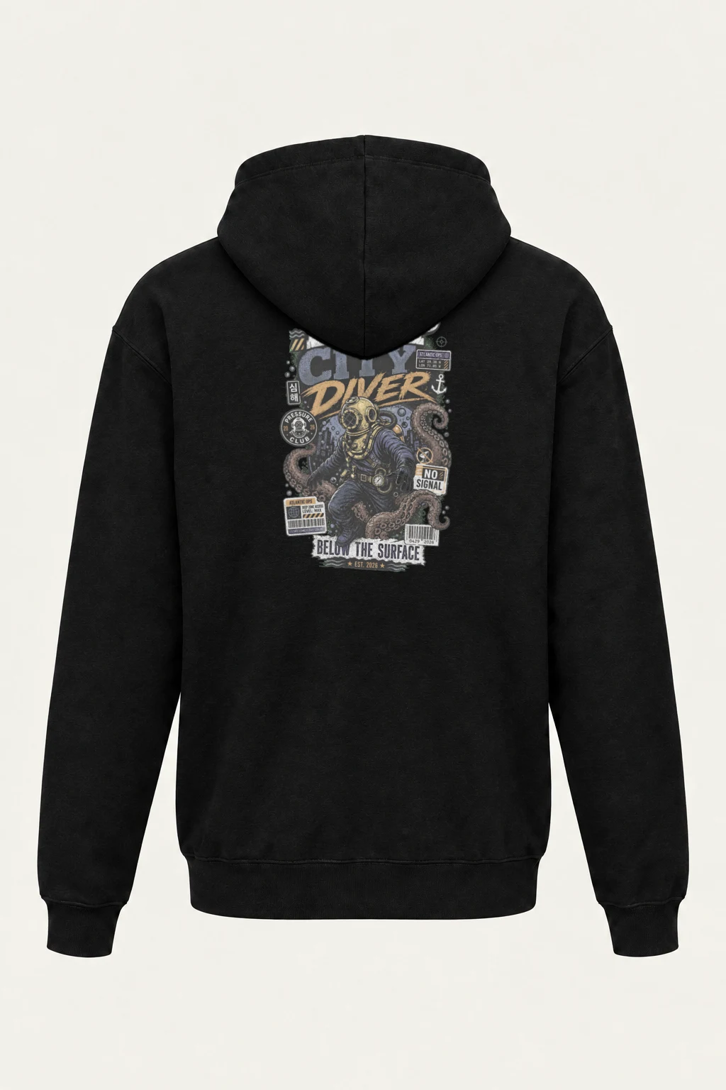 "Deep City Diver" Heavy Blend Unisex Pullover Hoodie | Gildan 18500