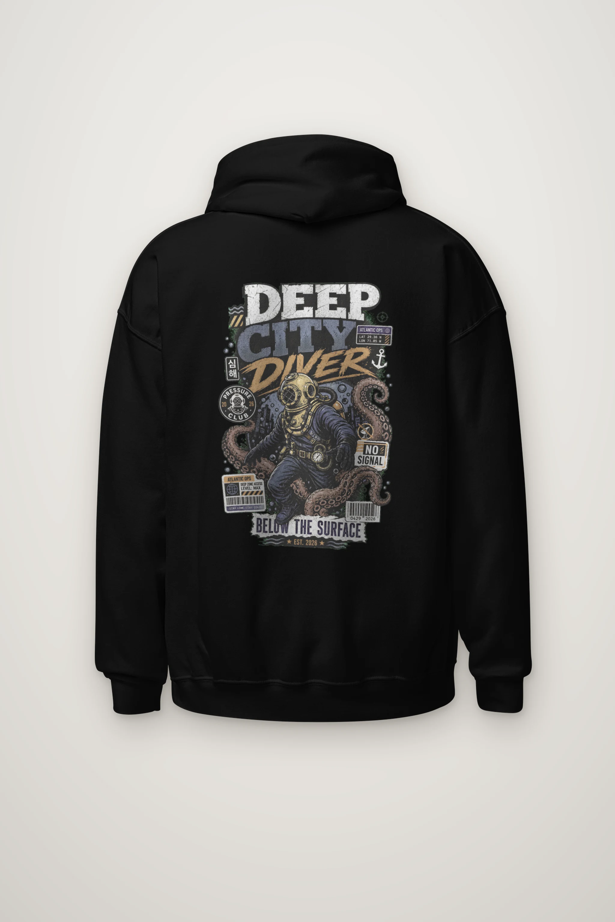 "Deep City Diver" Heavy Blend Unisex Pullover Hoodie