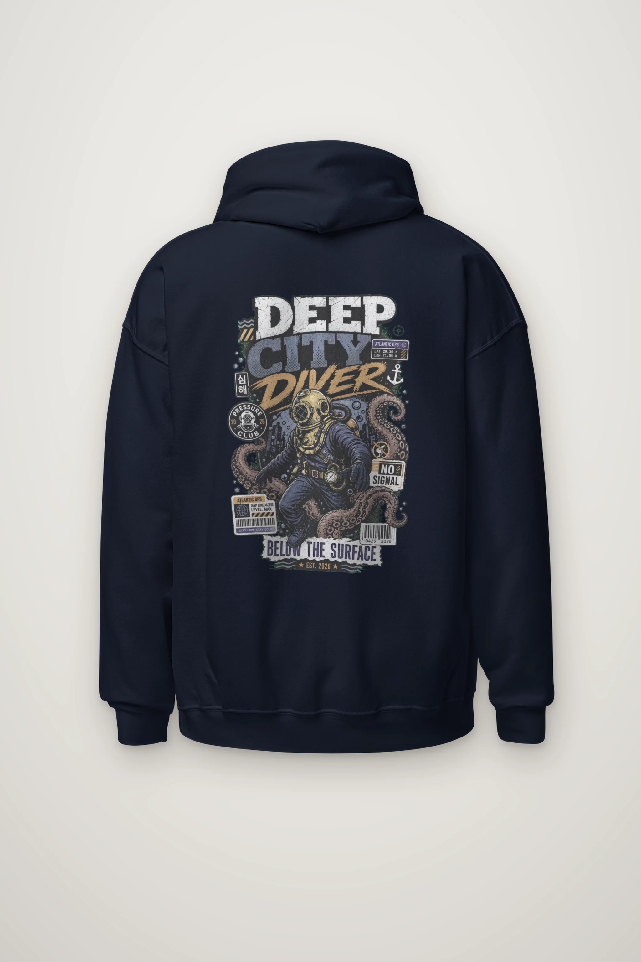 "Deep City Diver" Heavy Blend Unisex Pullover Hoodie