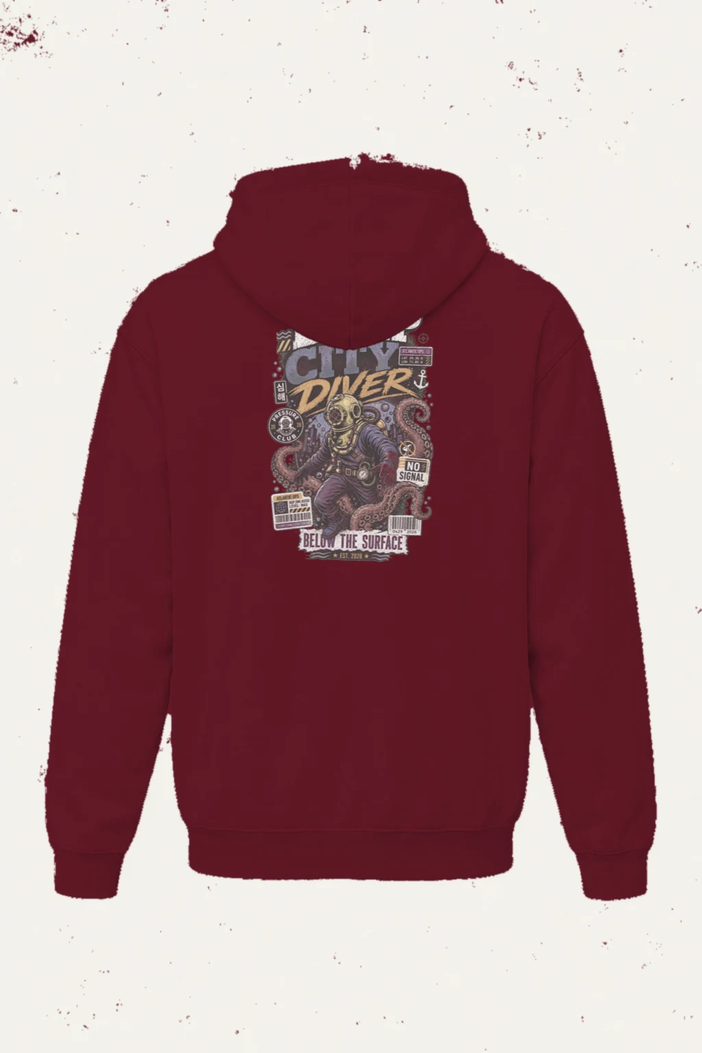 "Deep City Diver" Heavy Blend Unisex Pullover Hoodie | Gildan 18500