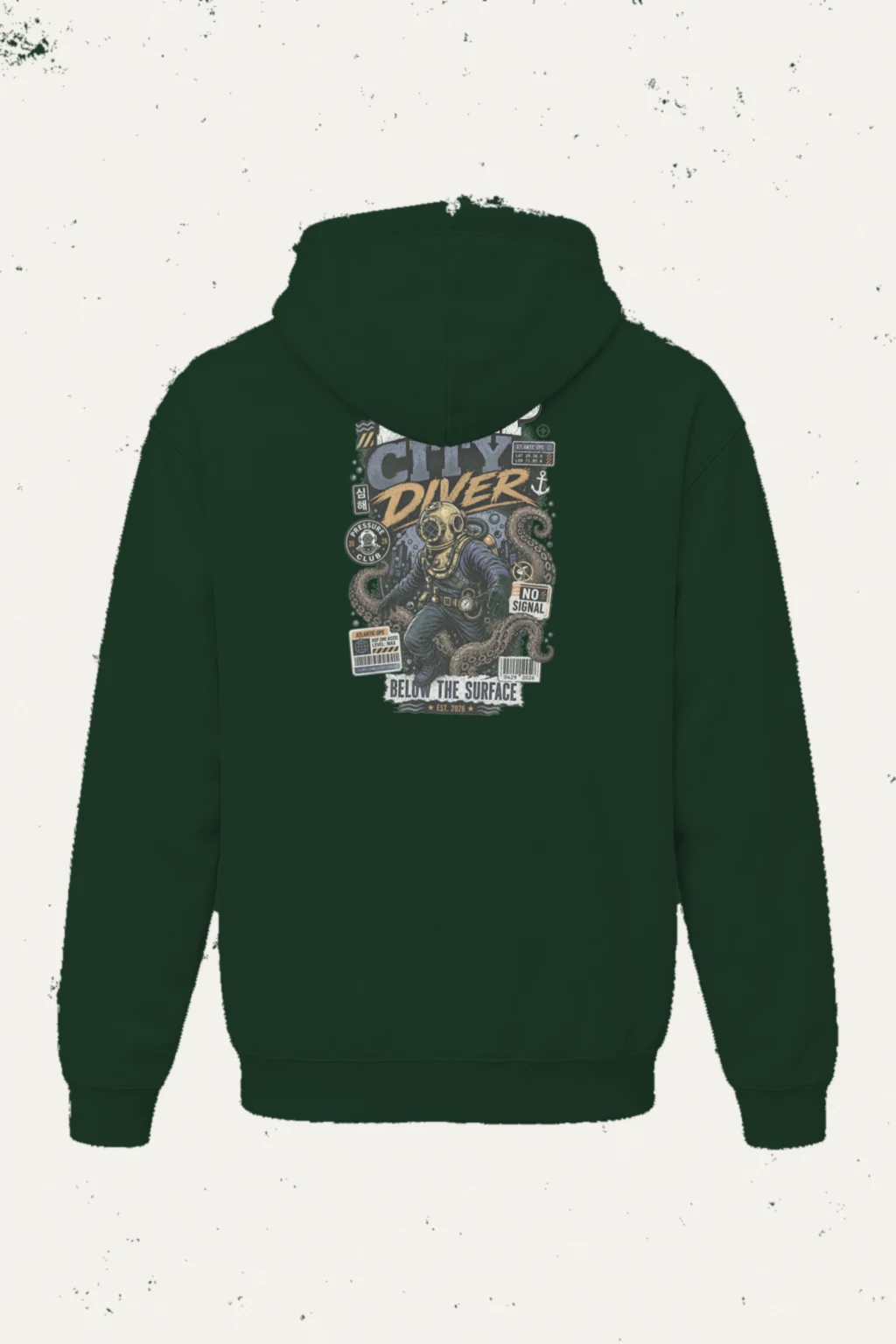 "Deep City Diver" Heavy Blend Unisex Pullover Hoodie | Gildan 18500