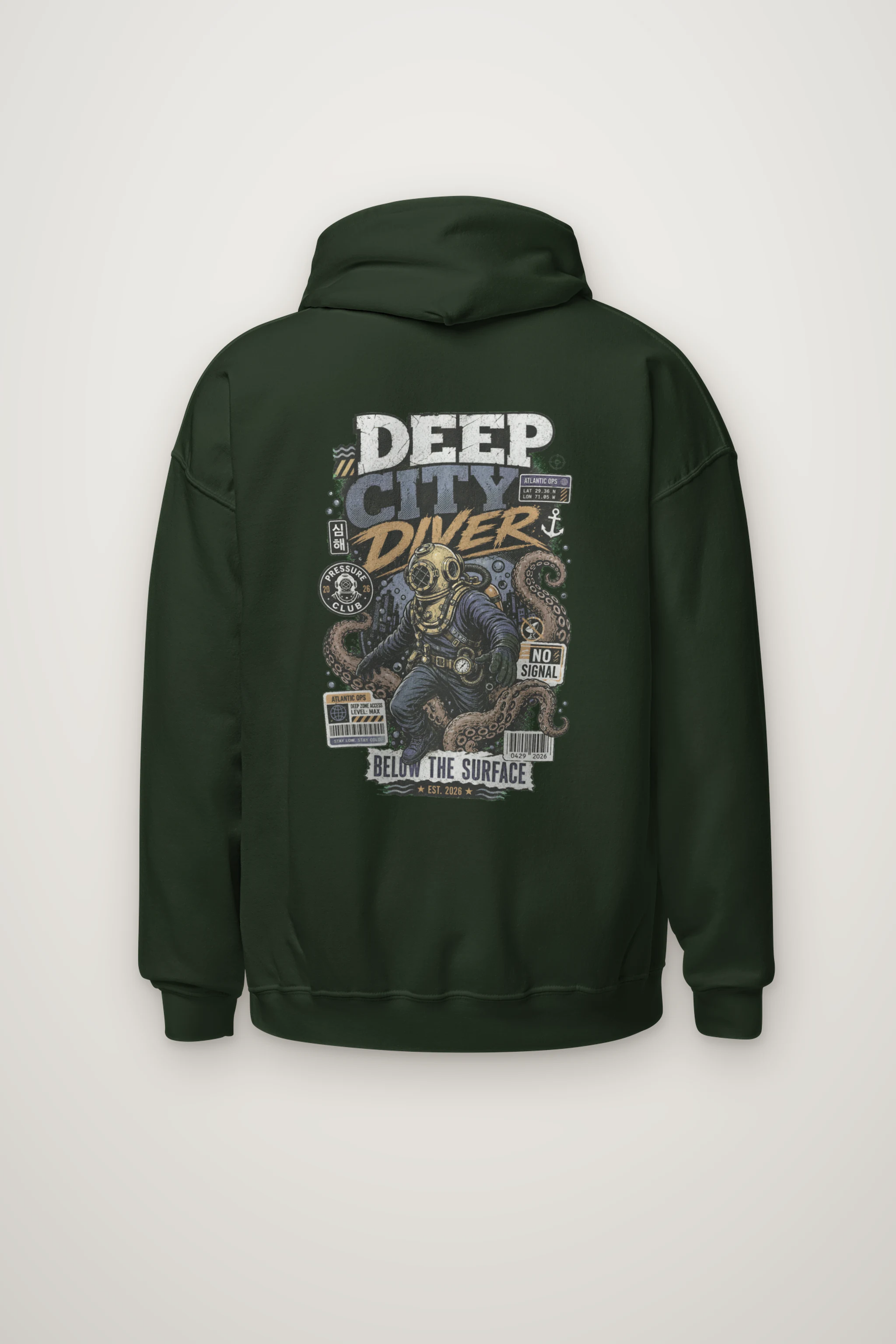 "Deep City Diver" Heavy Blend Unisex Pullover Hoodie