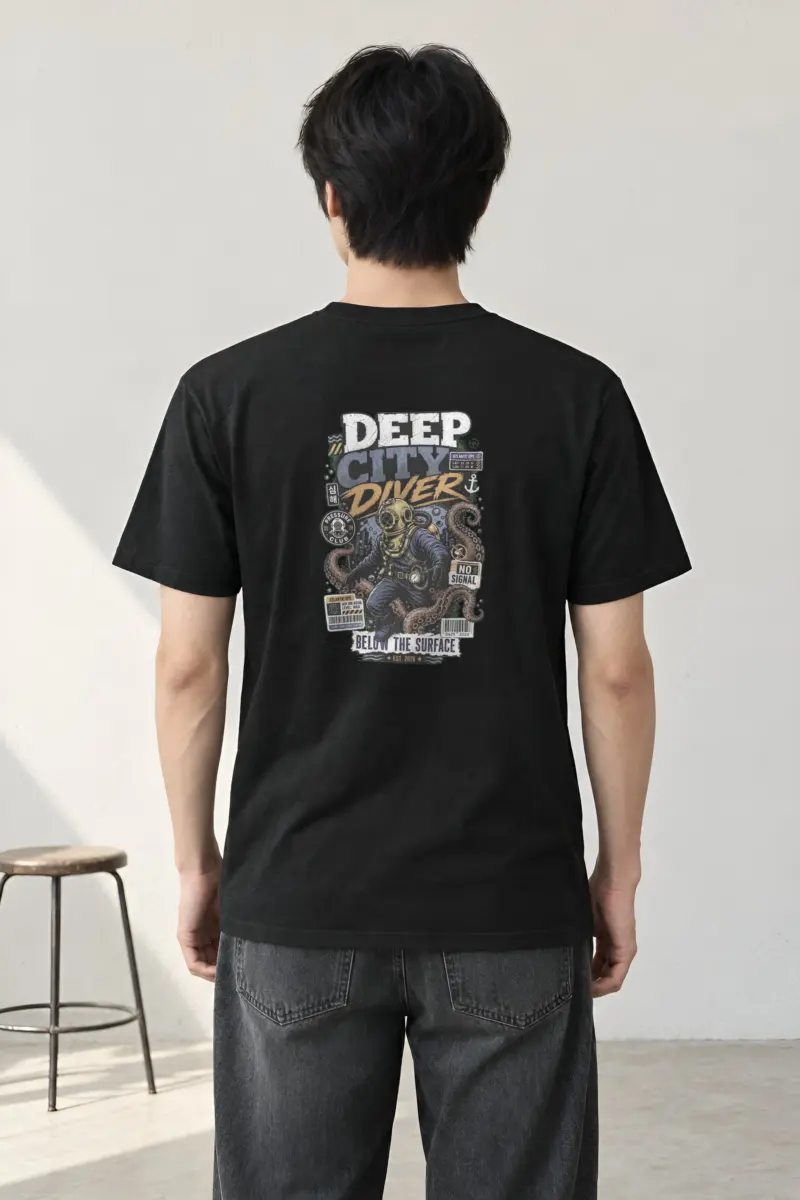 "Deep City Diver" Heavyweight Unisex Crewneck T-shirt