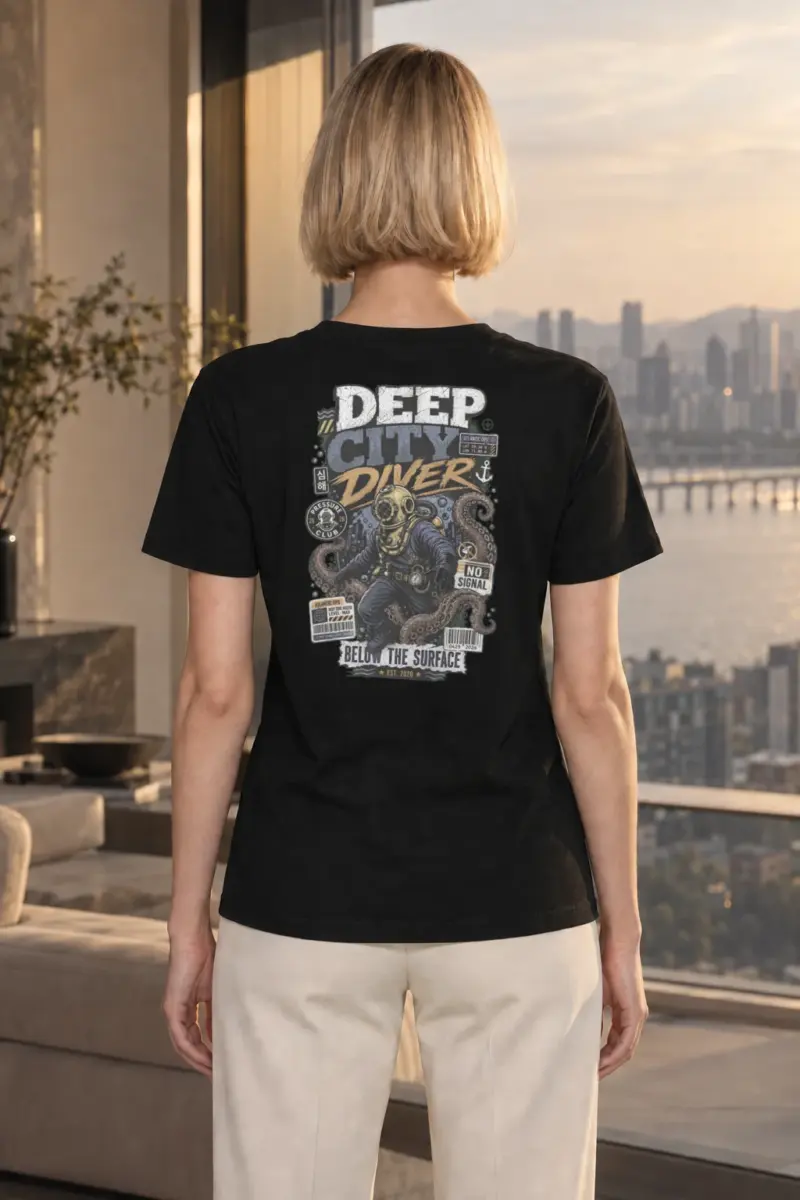 "Deep City Diver" Heavyweight Unisex Crewneck T-shirt | Gildan 5000