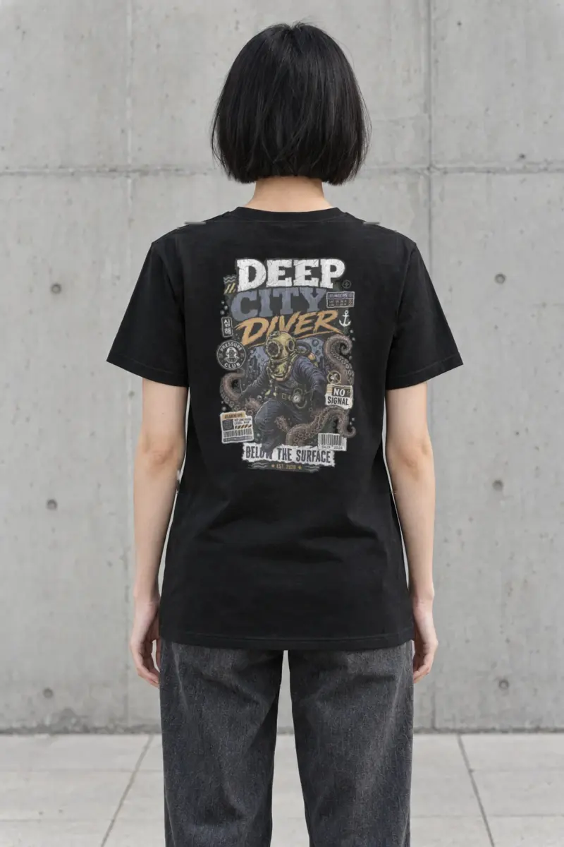 "Deep City Diver" Heavyweight Unisex Crewneck T-shirt