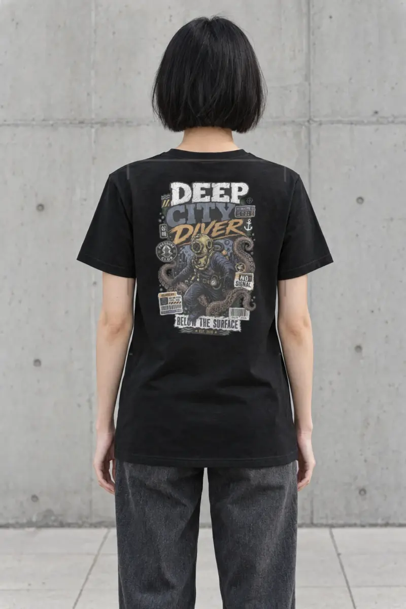 "Deep City Diver" Heavyweight Unisex Crewneck T-shirt