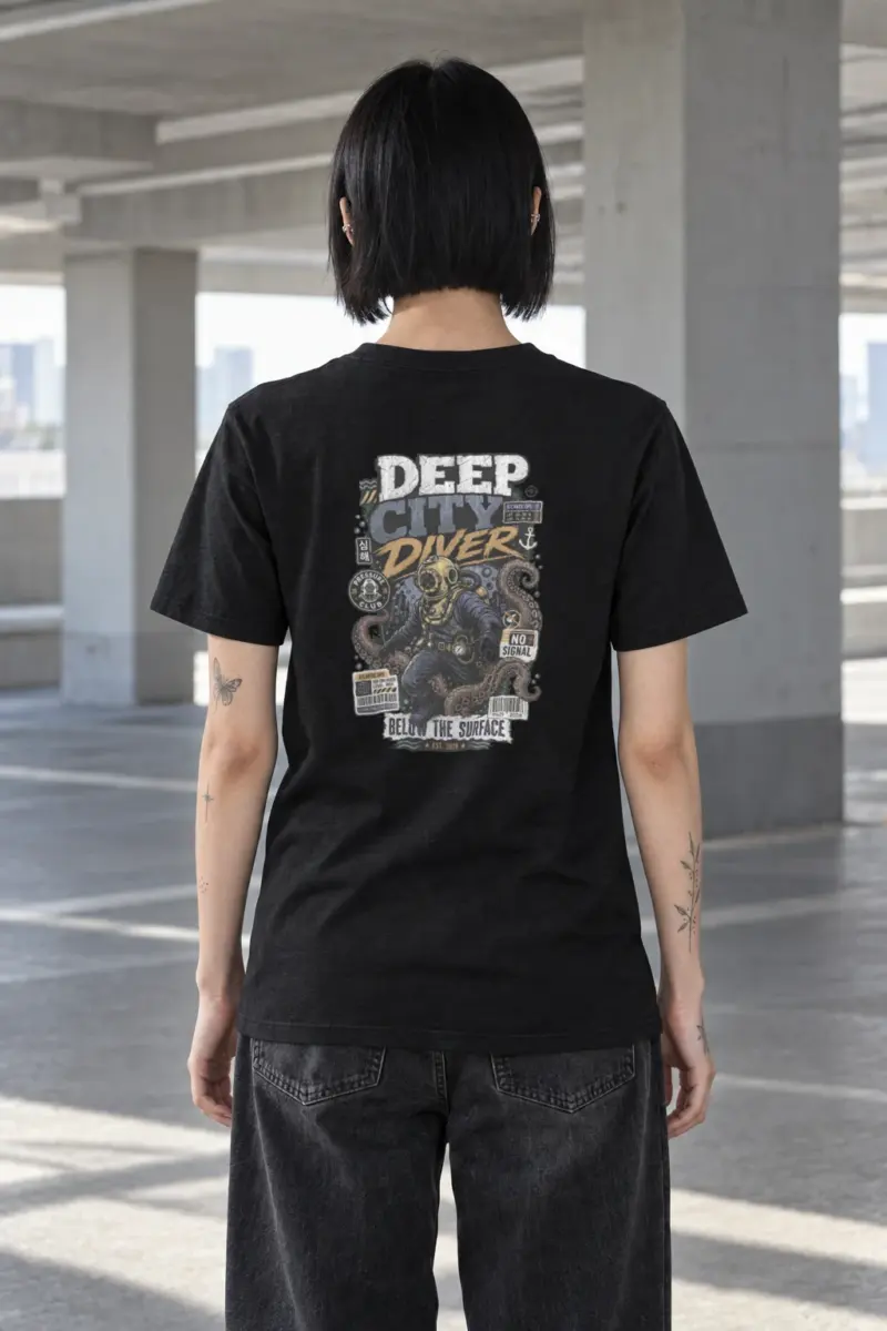 "Deep City Diver" Heavyweight Unisex Crewneck T-shirt
