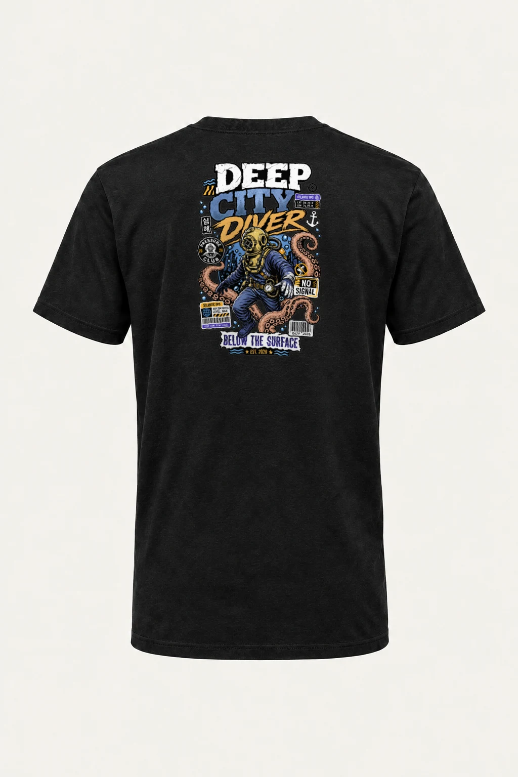 "Deep City Diver" Heavyweight Unisex Crewneck T-shirt | Gildan 5000