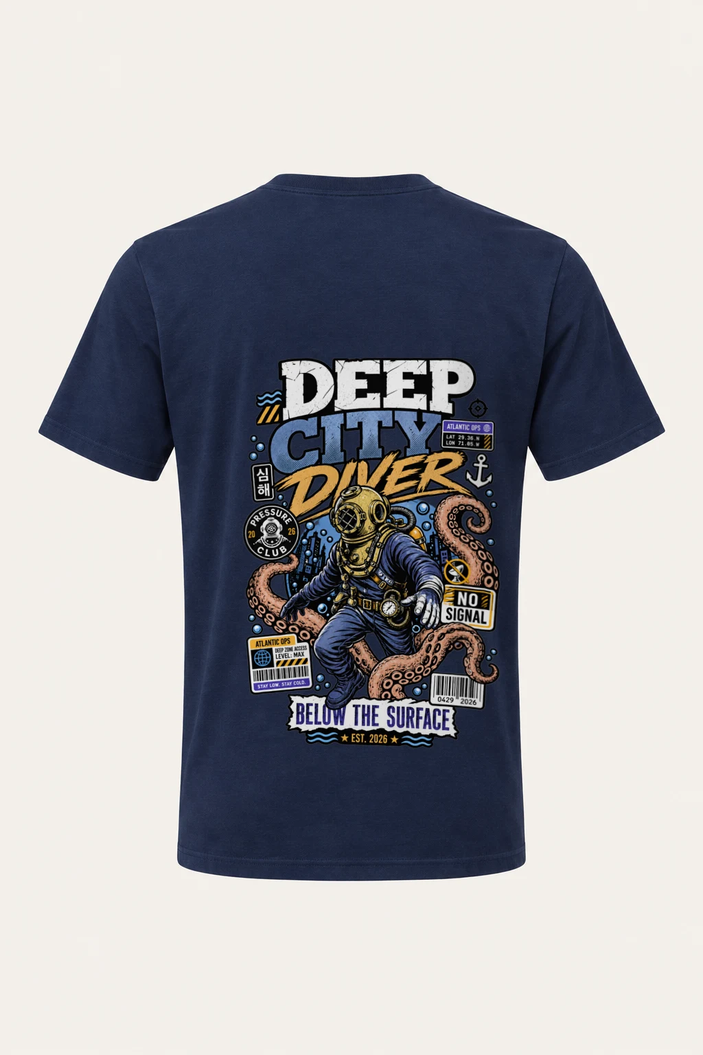 "Deep City Diver" Heavyweight Unisex Crewneck T-shirt | Gildan 5000