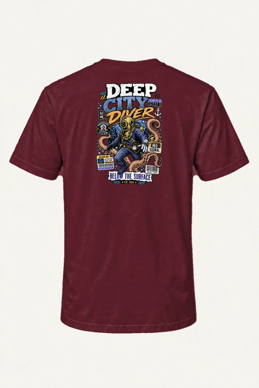 "Deep City Diver" Heavyweight Unisex Crewneck T-shirt | Gildan 5000