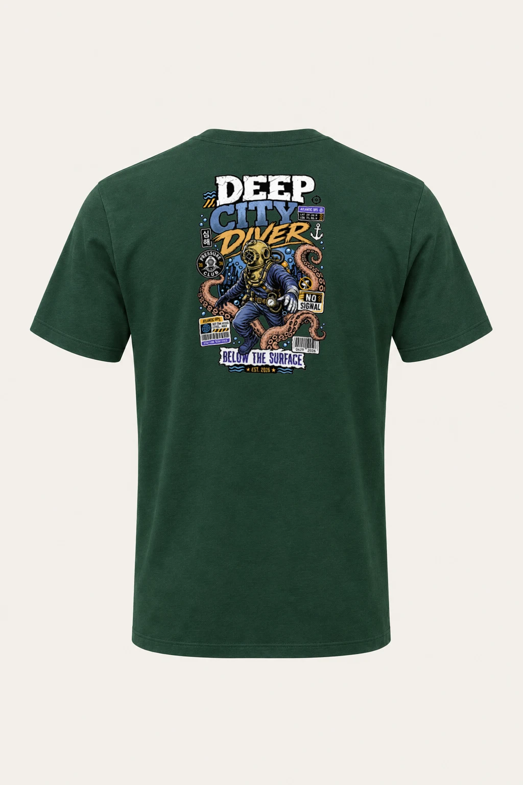 "Deep City Diver" Heavyweight Unisex Crewneck T-shirt | Gildan 5000