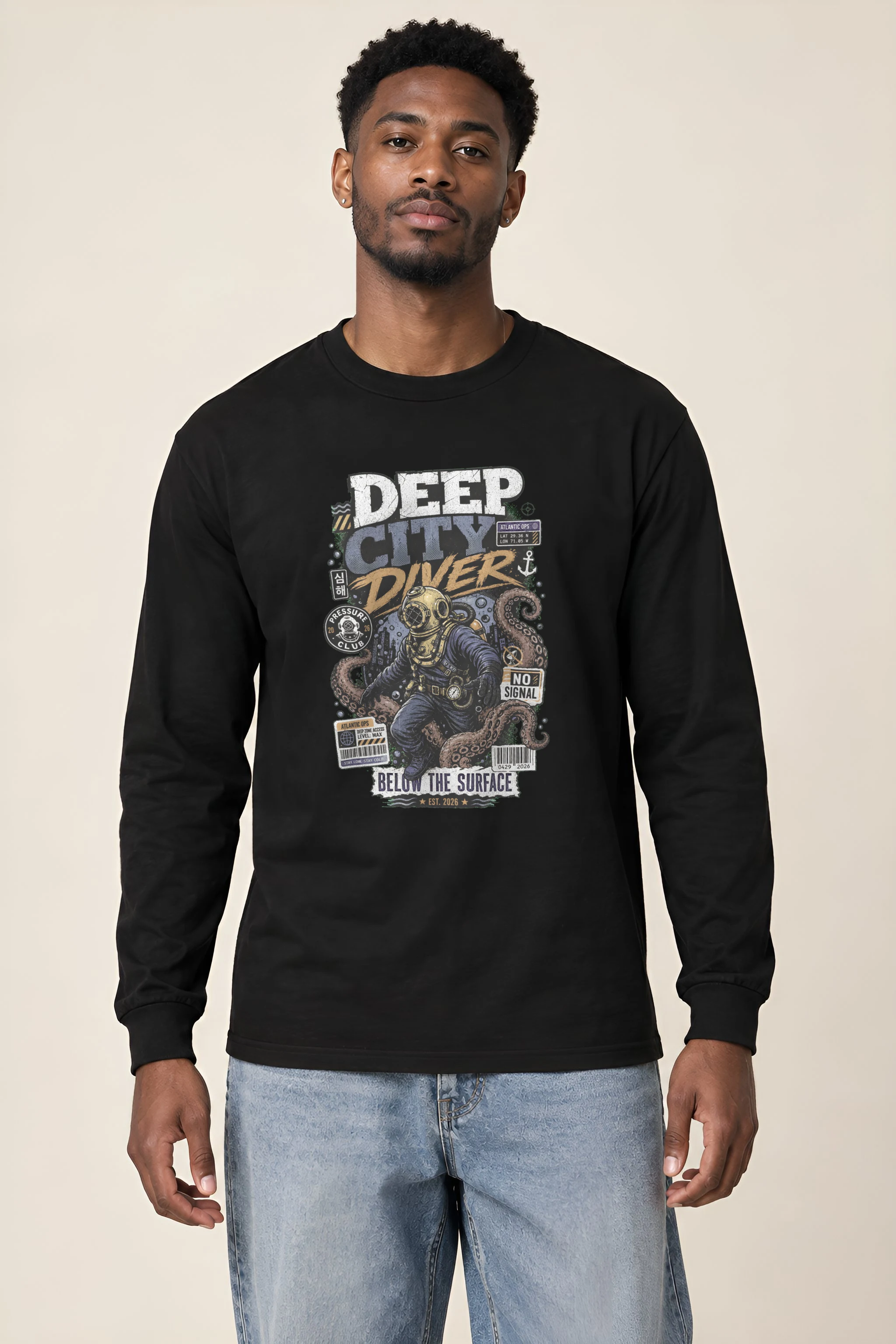 "Deep City Diver" Unisex Longsleeve T-shirt