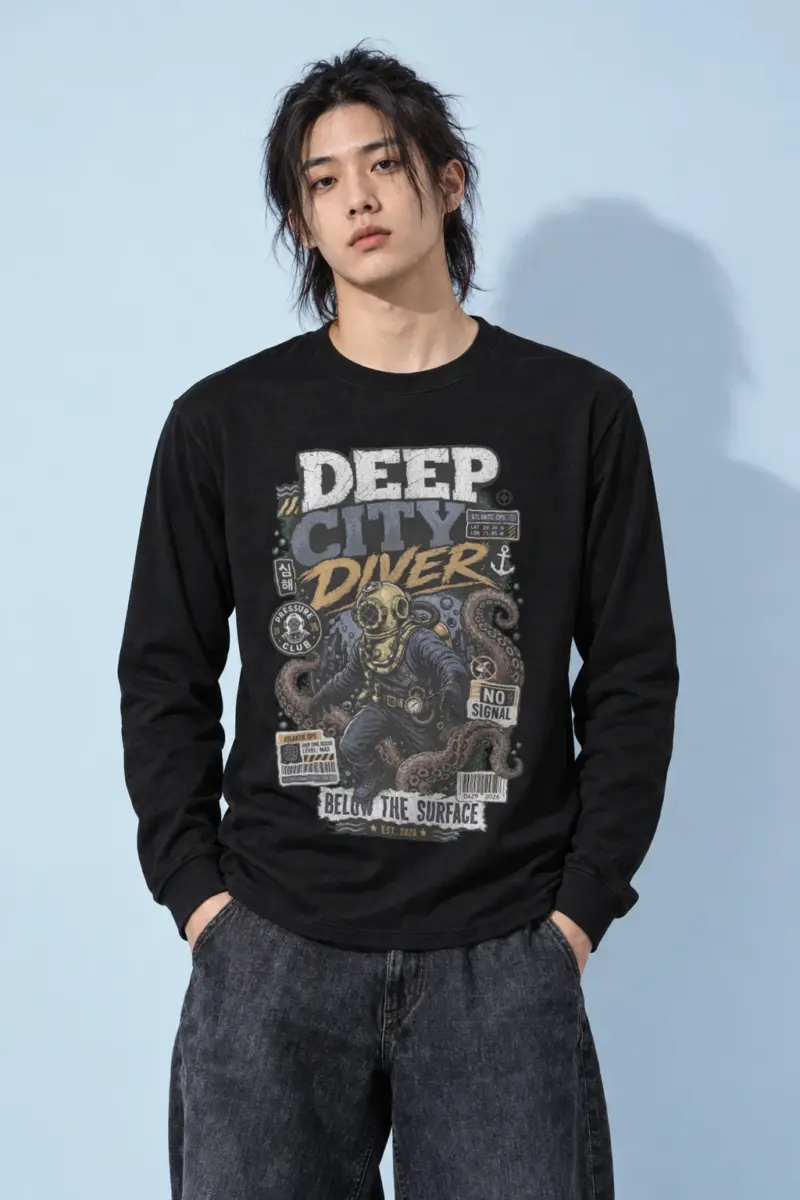 "Deep City Diver" Unisex Longsleeve T-shirt
