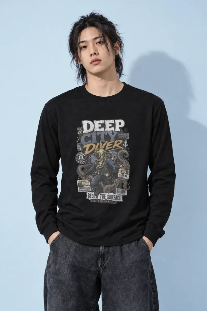 "Deep City Diver" Unisex Longsleeve T-shirt