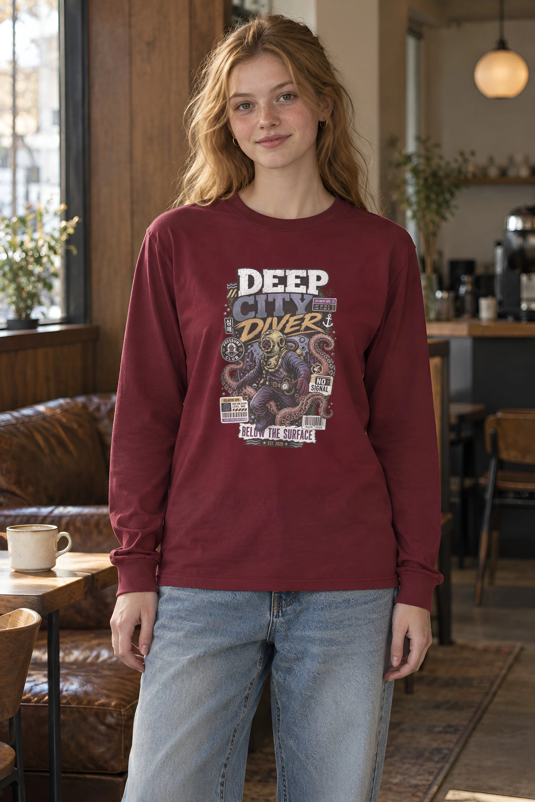 "Deep City Diver" Unisex Longsleeve T-shirt