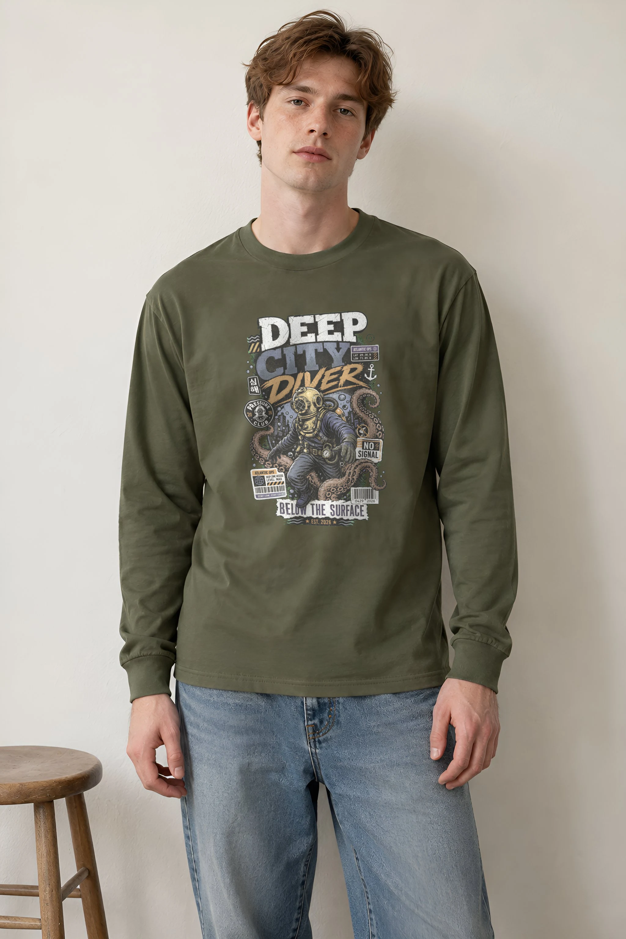"Deep City Diver" Unisex Longsleeve T-shirt