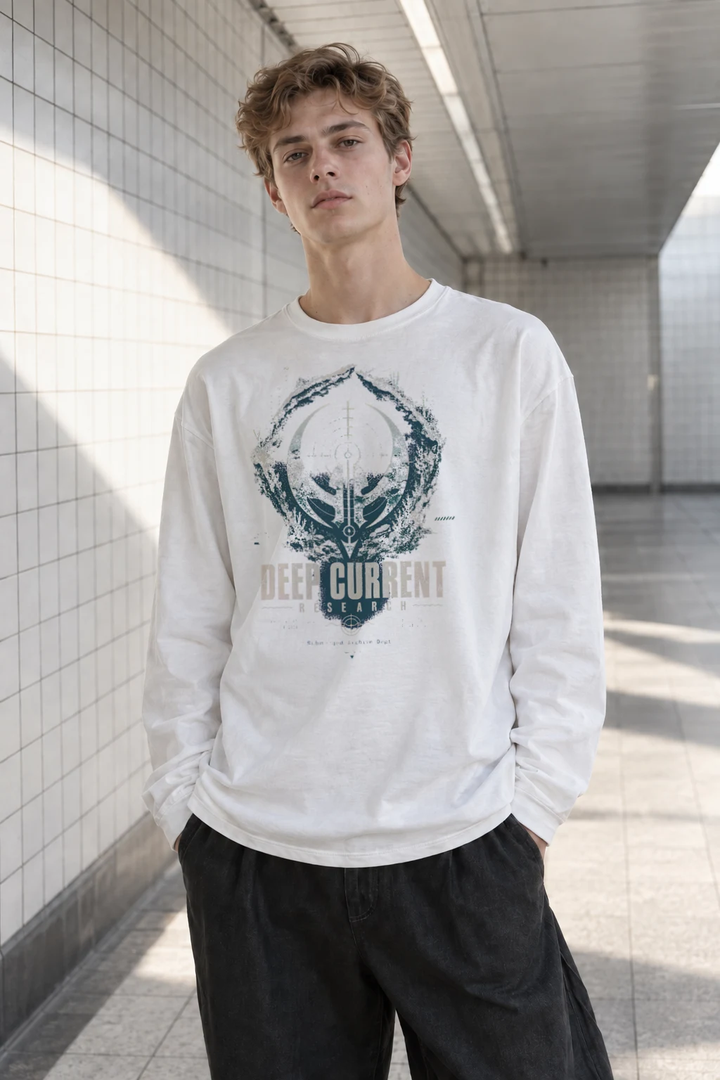 "Deep Current Research" Unisex Longsleeve T-shirt | Gildan 2400