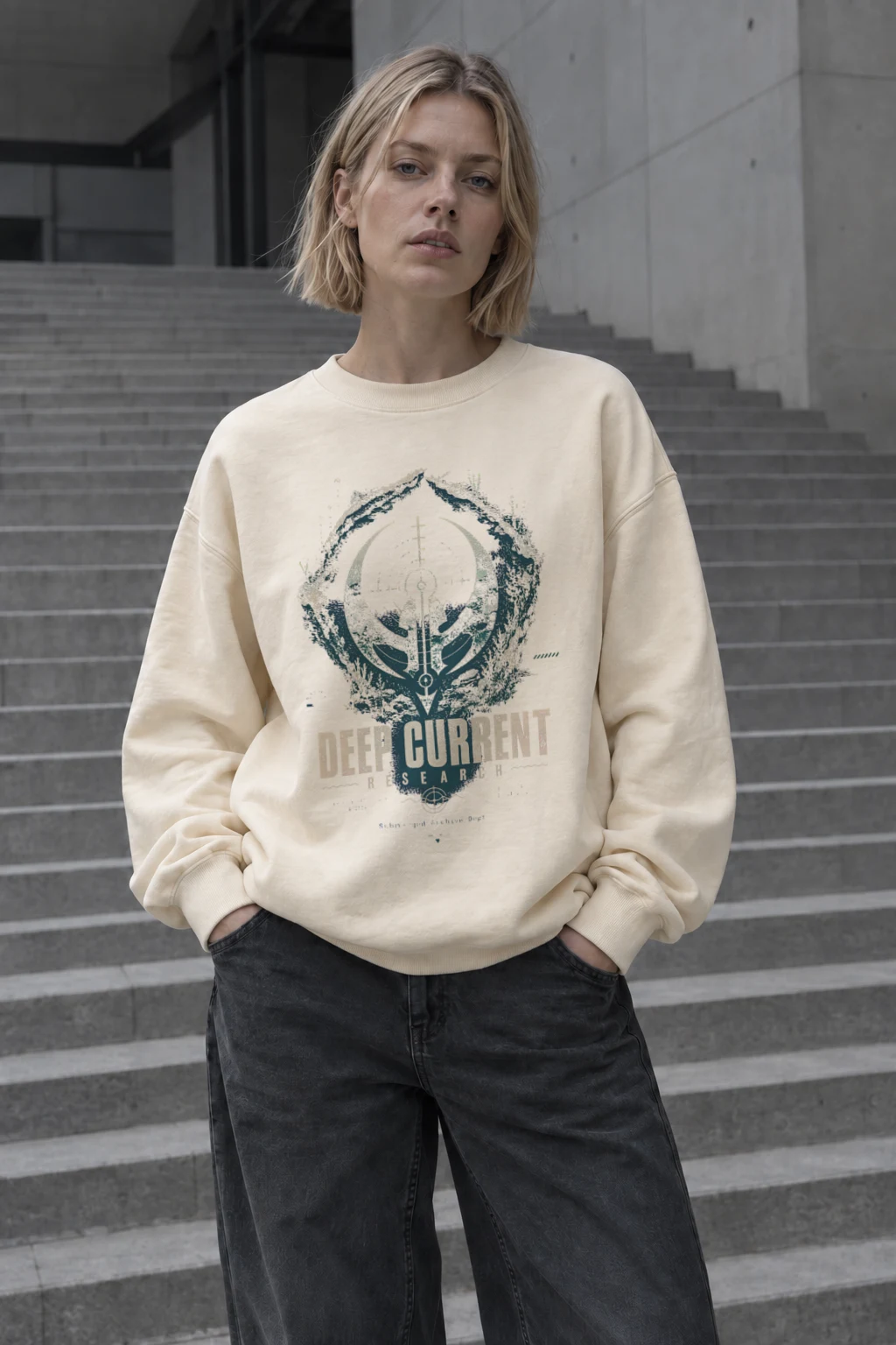 "Deep Current Research" Unisex Sponge Fleece Crewneck Sweatshirt | Bella + Canvas 3901
