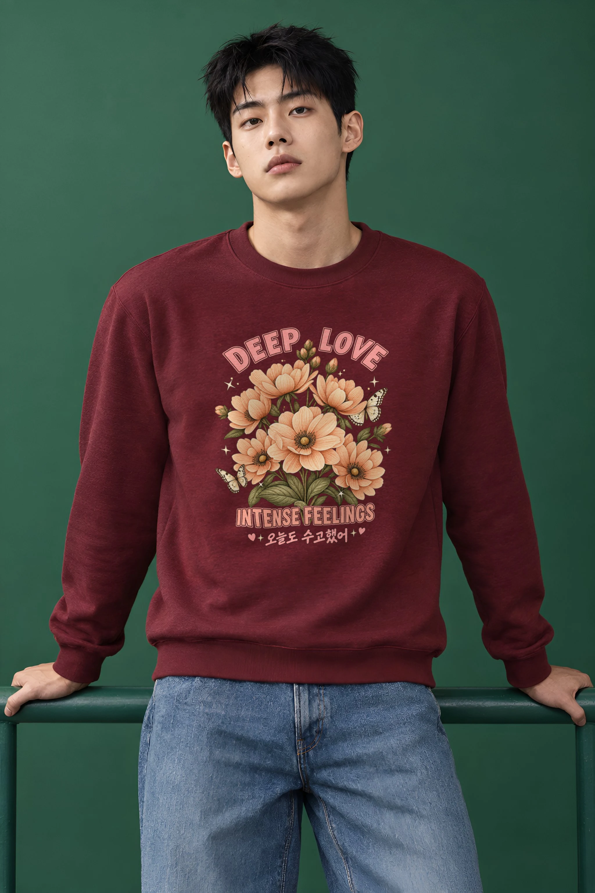 "Deep Love Daisies" Heavy Blend Unisex Crewneck Sweatshirt