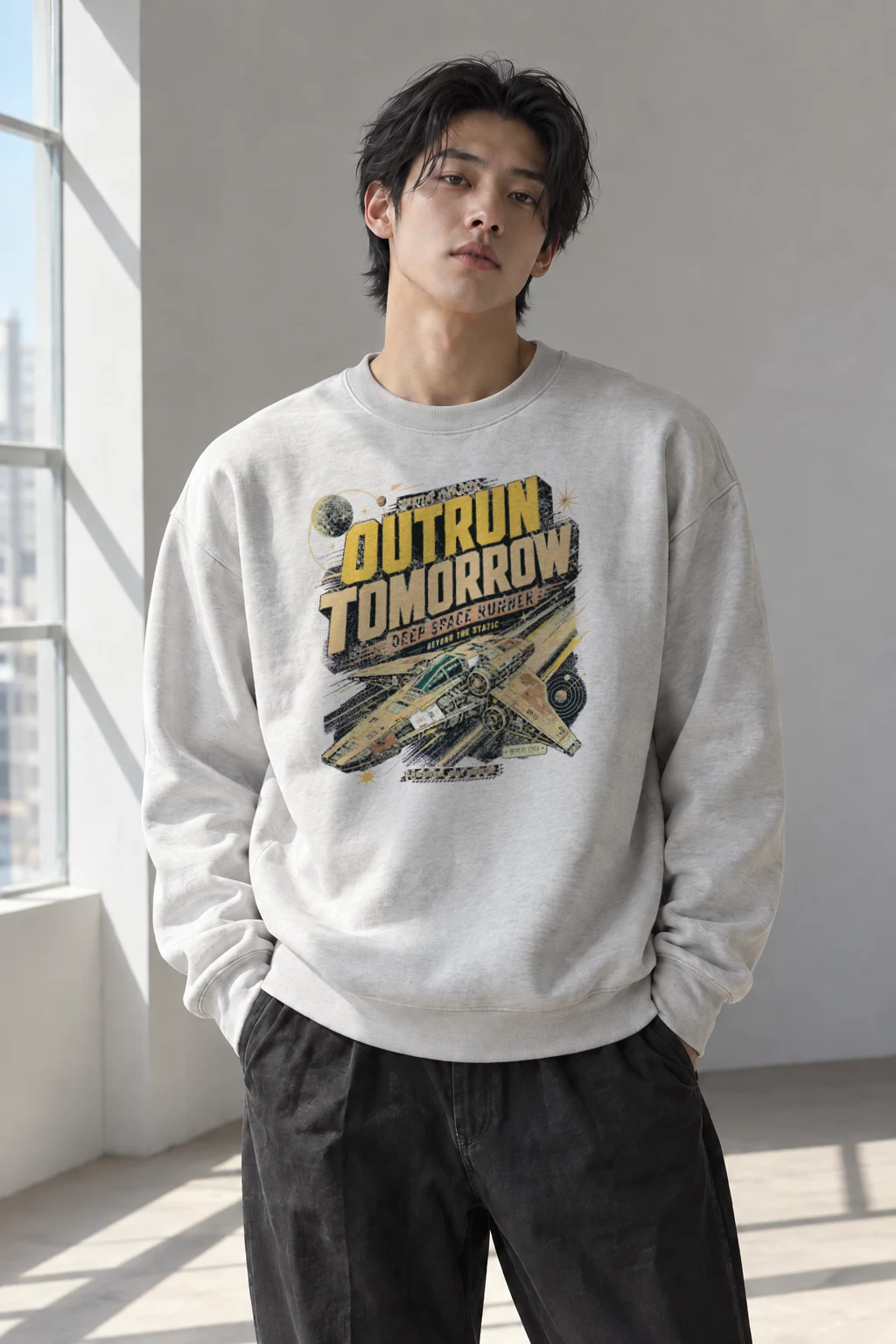 "Deep Space Runner" Heavy Blend Unisex Crewneck Sweatshirt | Gildan 18000