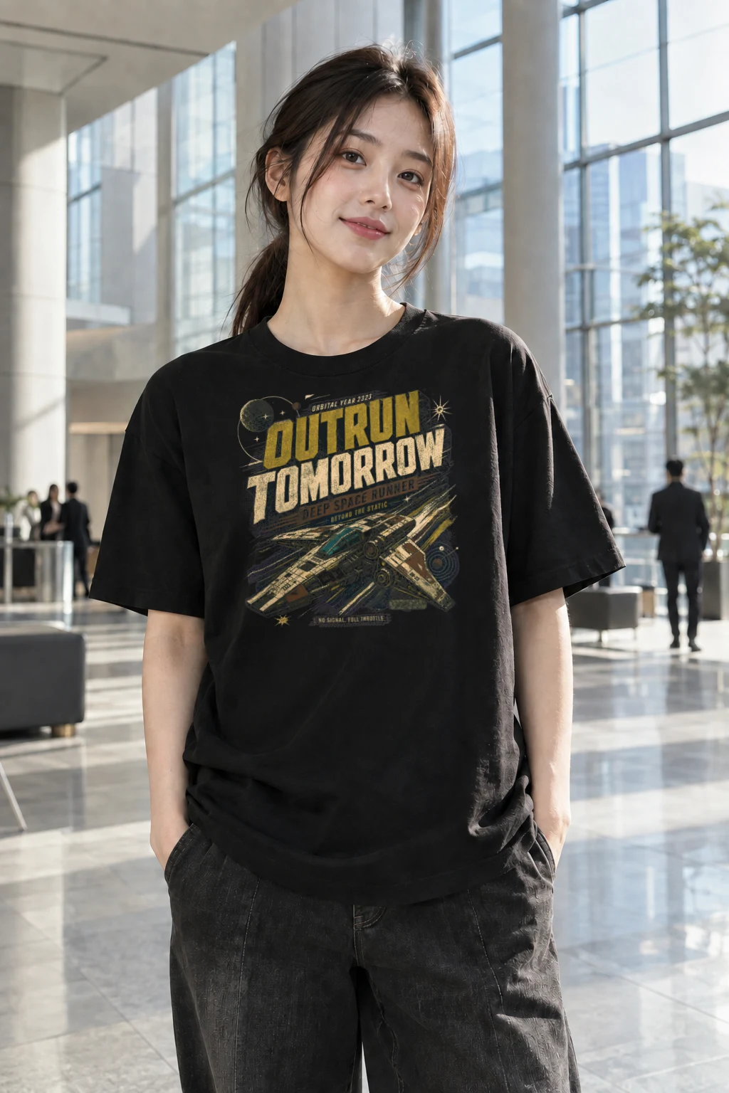 "Deep Space Runner" Heavyweight Unisex Crewneck T-shirt | Gildan 5000