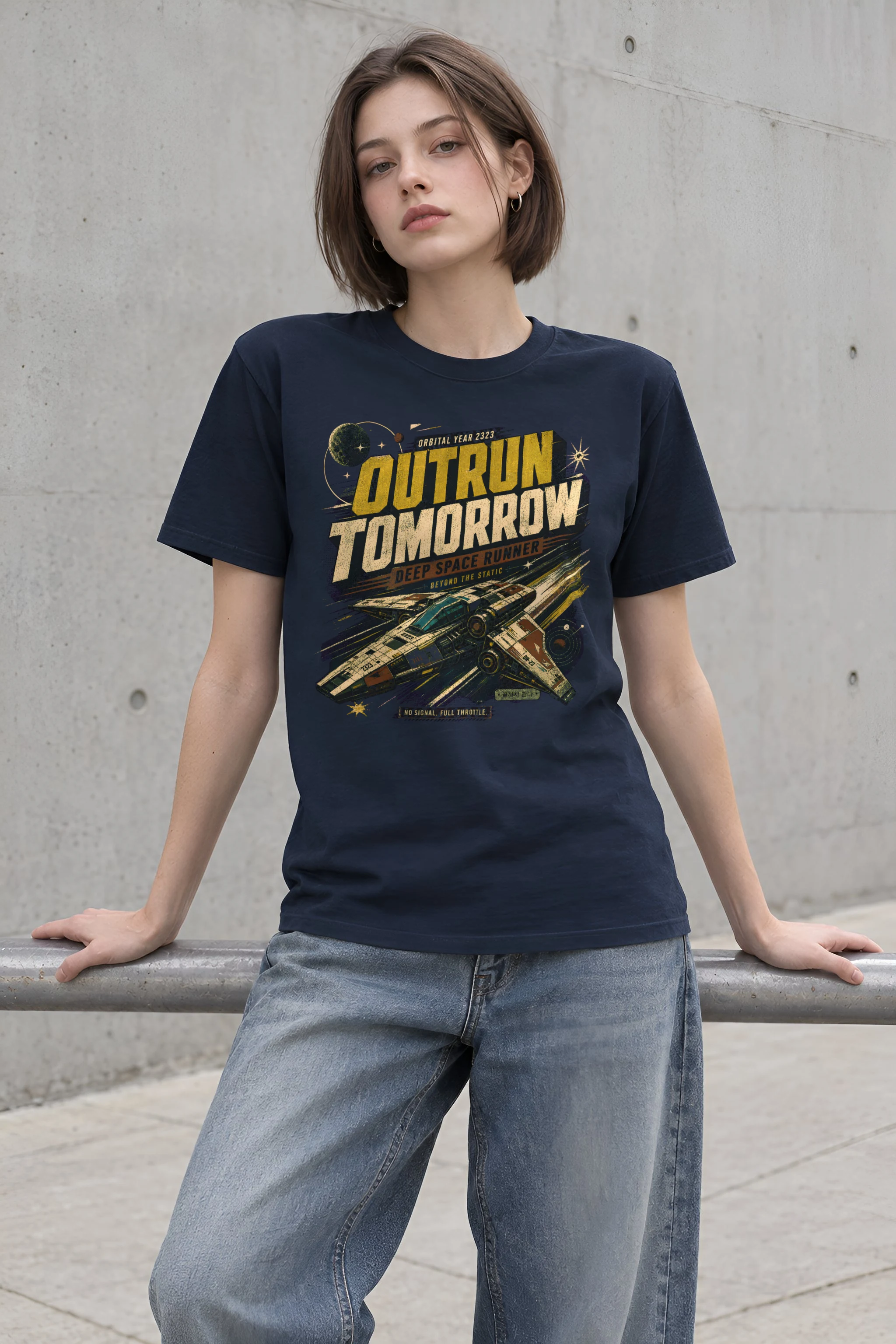 "Deep Space Runner" Heavyweight Unisex Crewneck T-shirt