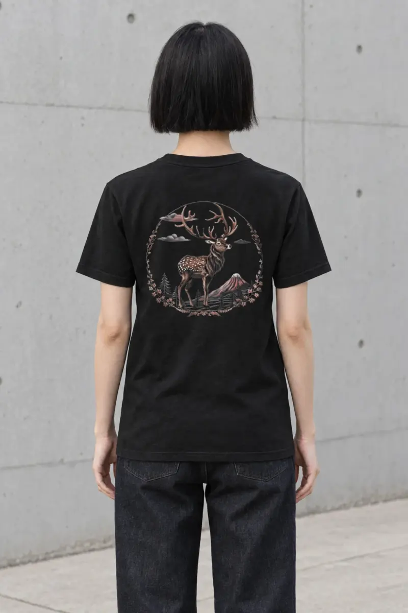 "Deer Mountain Circle" Heavyweight Unisex Crewneck T-shirt | Gildan 5000