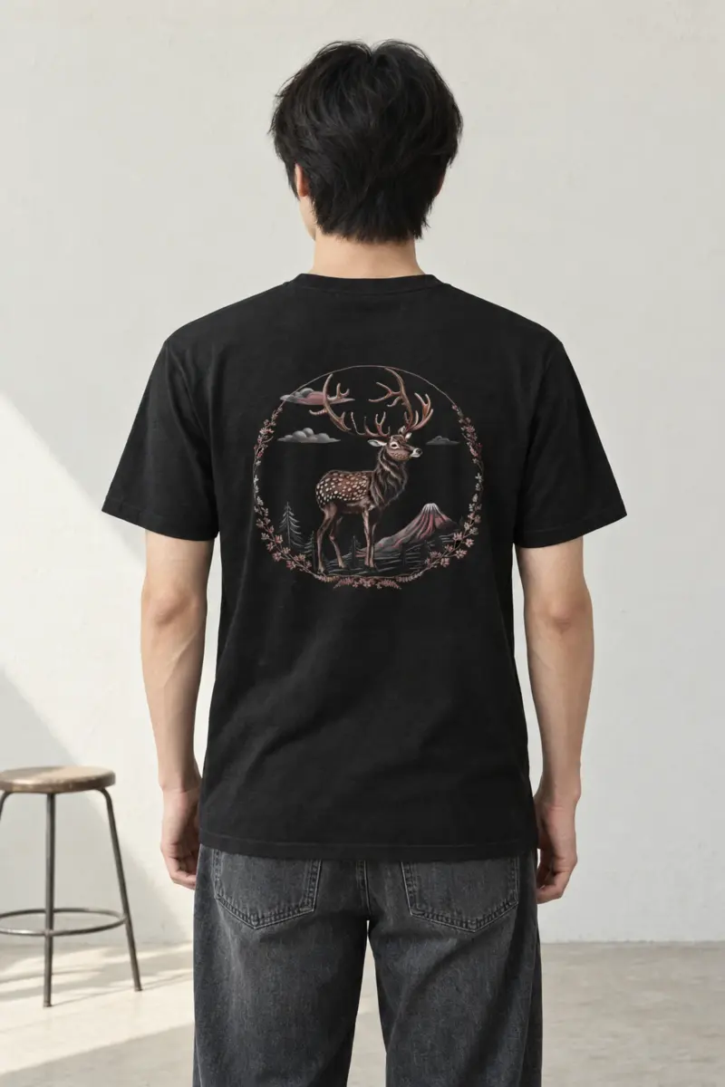 "Deer Mountain Circle" Heavyweight Unisex Crewneck T-shirt