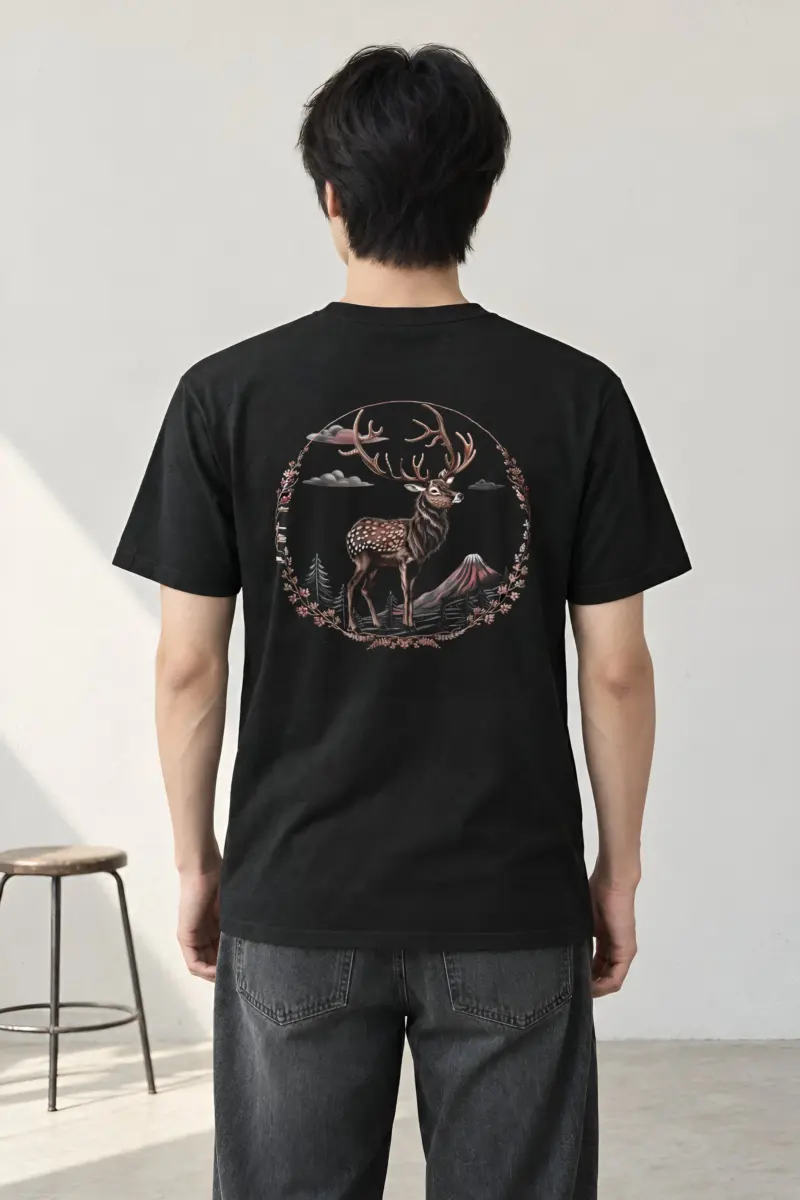 "Deer Mountain Circle" Heavyweight Unisex Crewneck T-shirt