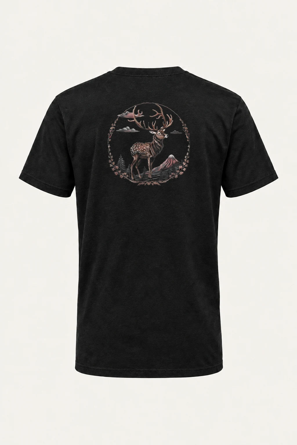 "Deer Mountain Circle" Heavyweight Unisex Crewneck T-shirt | Gildan 5000
