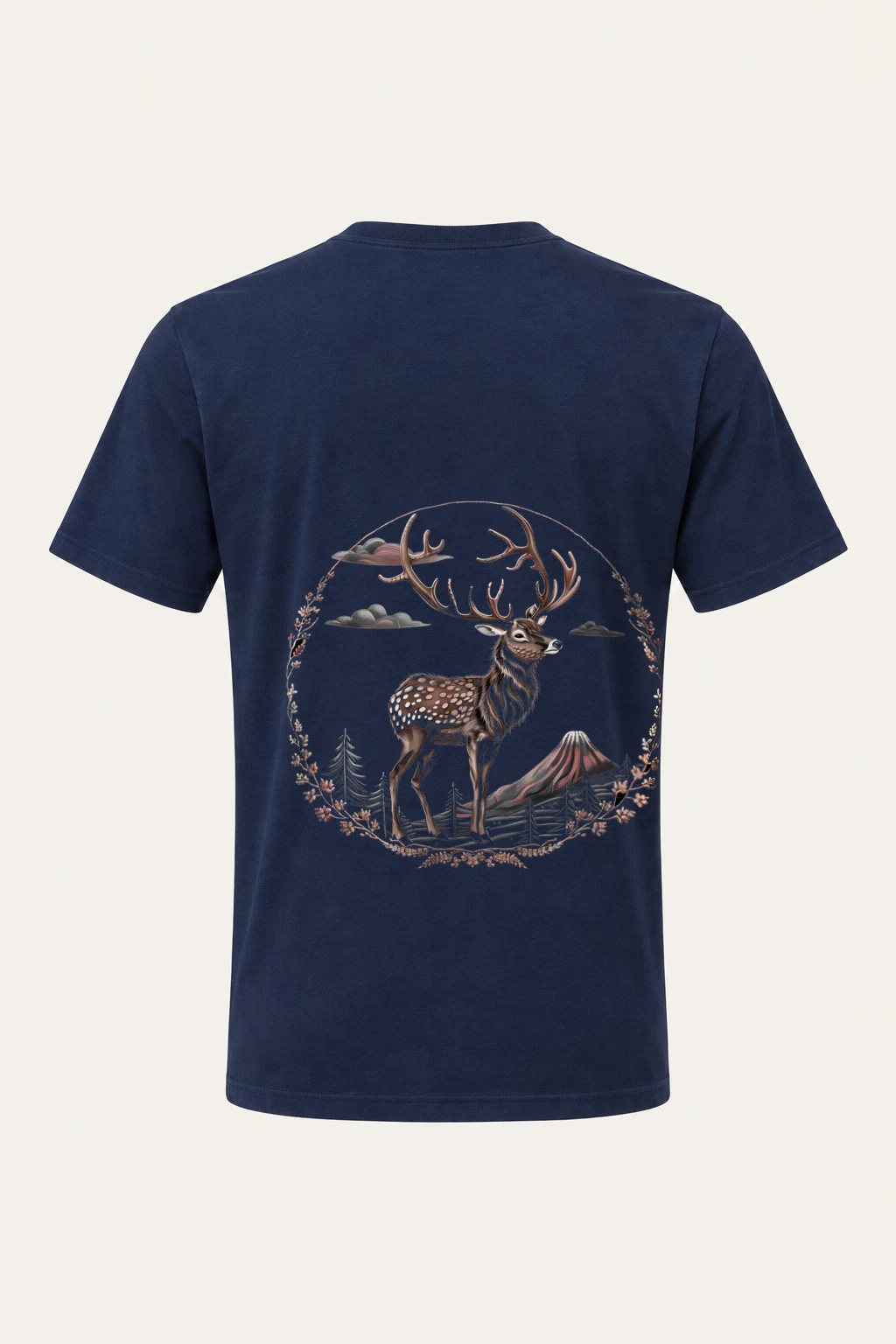 "Deer Mountain Circle" Heavyweight Unisex Crewneck T-shirt | Gildan 5000