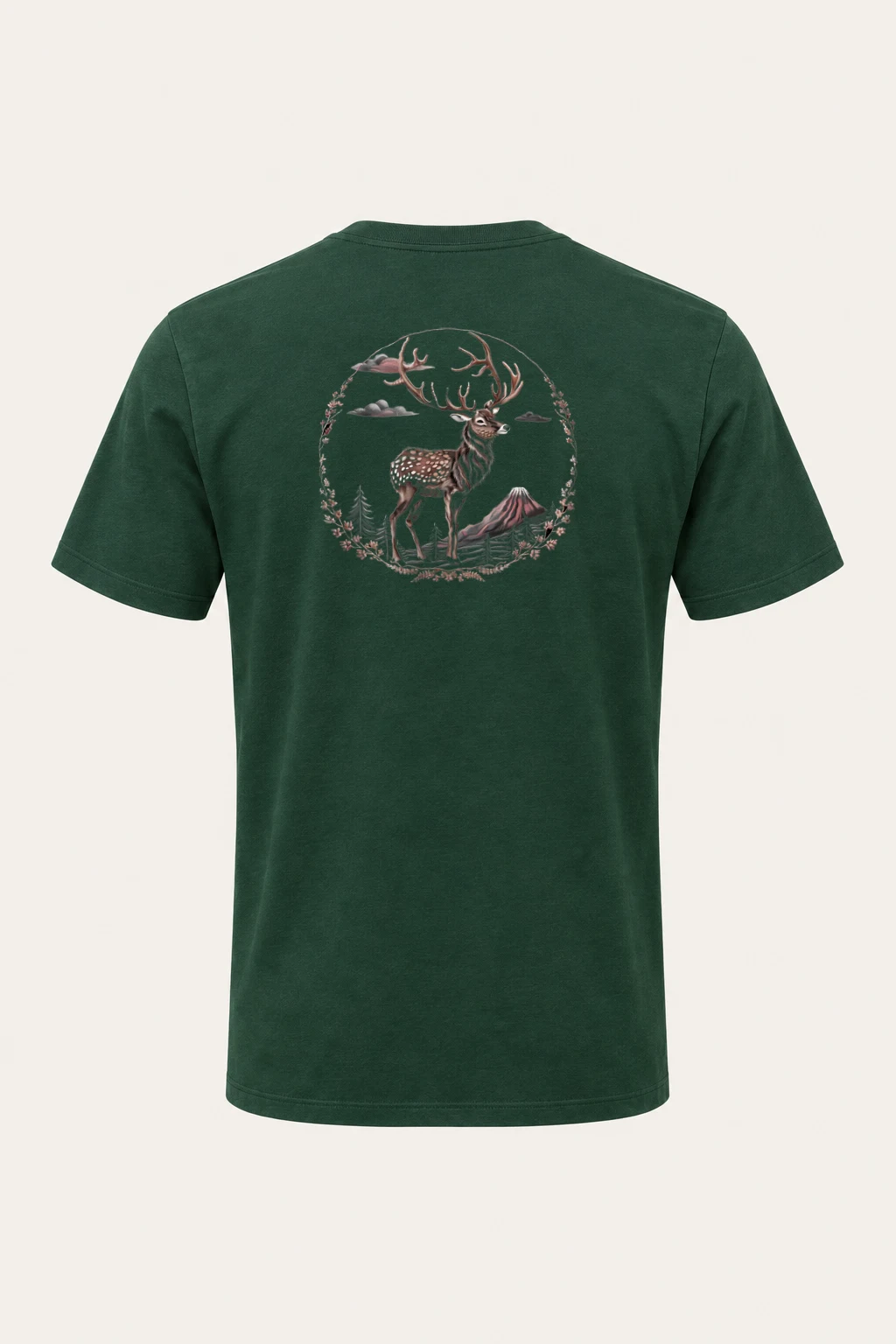 "Deer Mountain Circle" Heavyweight Unisex Crewneck T-shirt | Gildan 5000