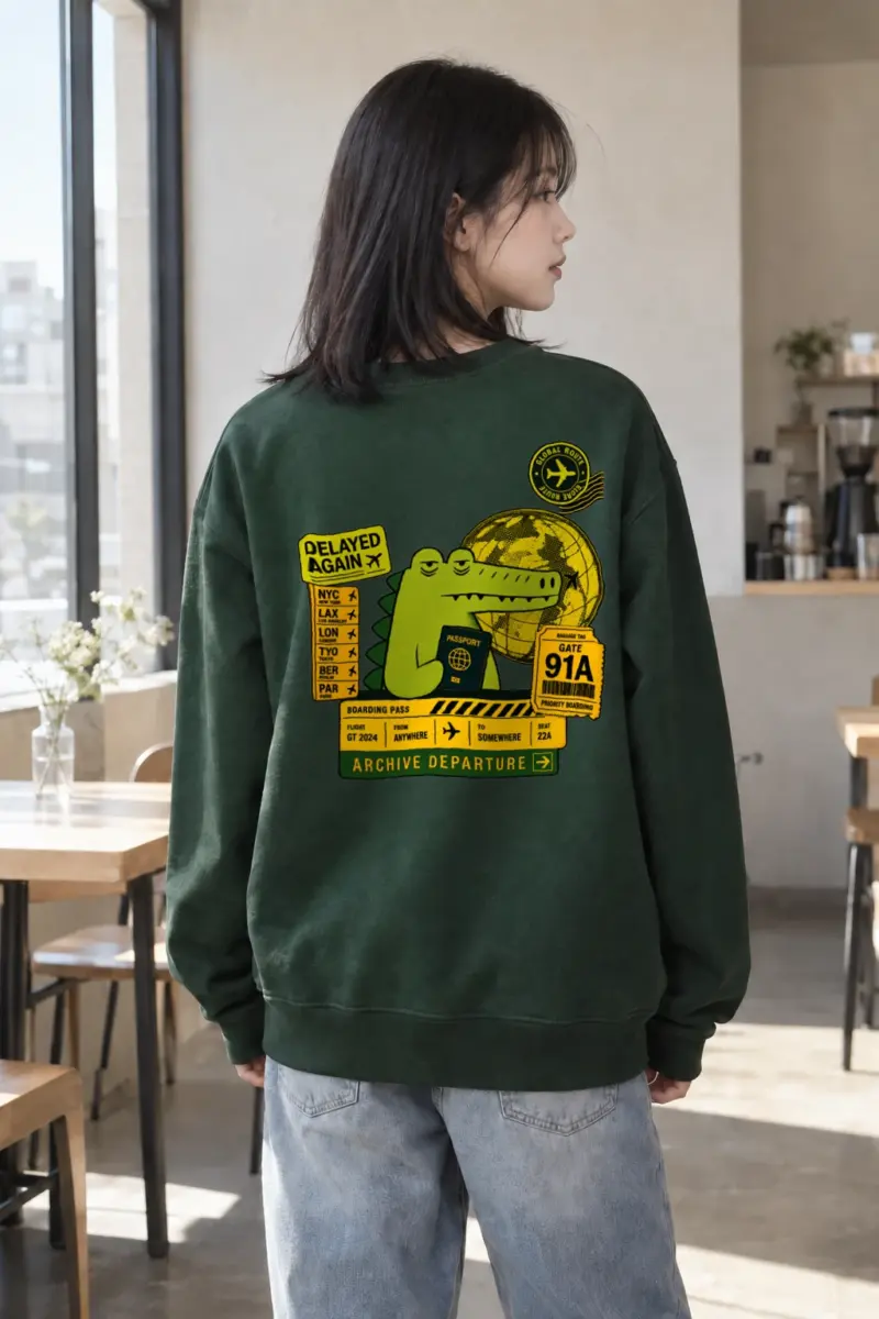 "Delayed Again Crocodile" Heavy Blend Unisex Crewneck Sweatshirt | Gildan 18000