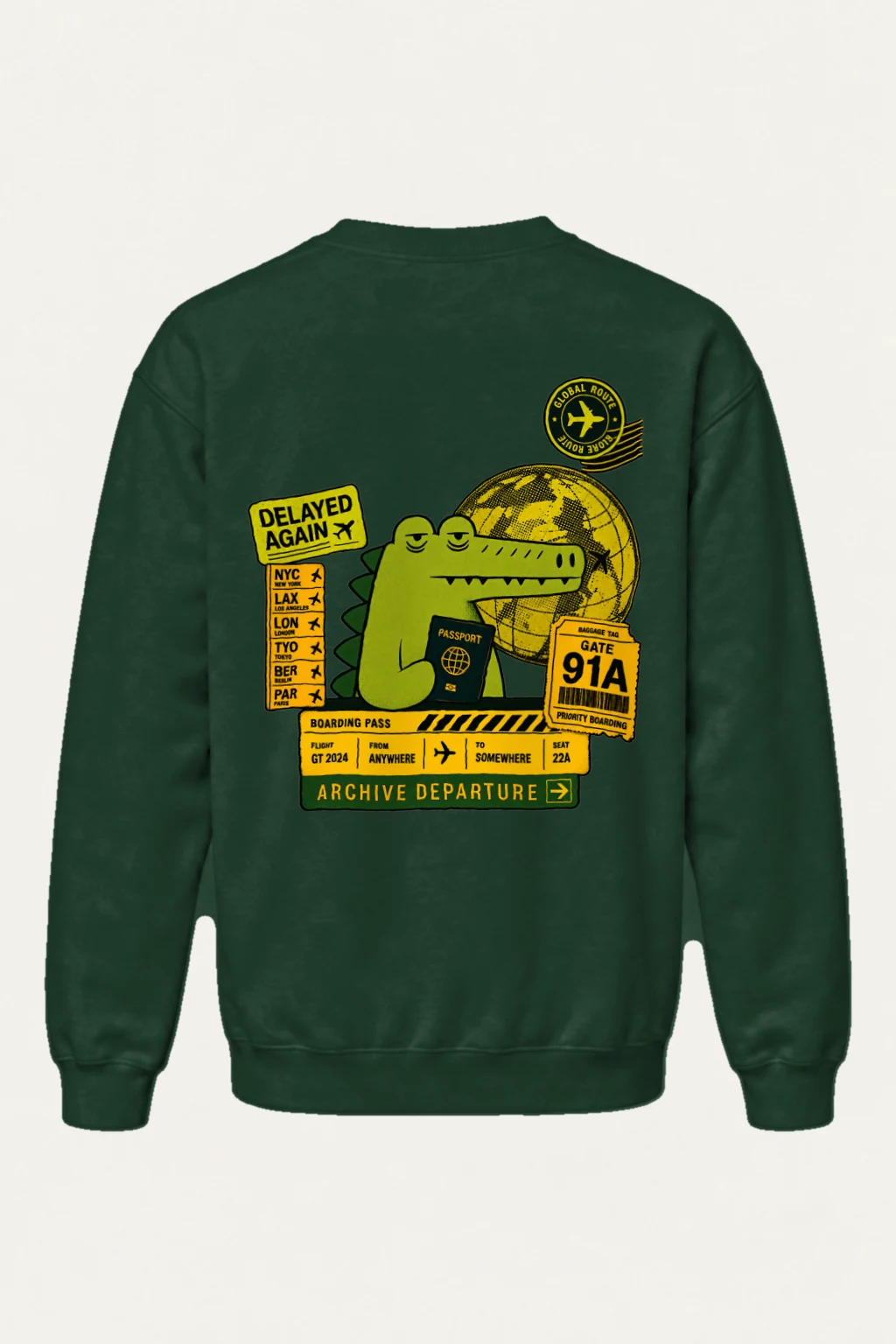 "Delayed Again Crocodile" Heavy Blend Unisex Crewneck Sweatshirt | Gildan 18000