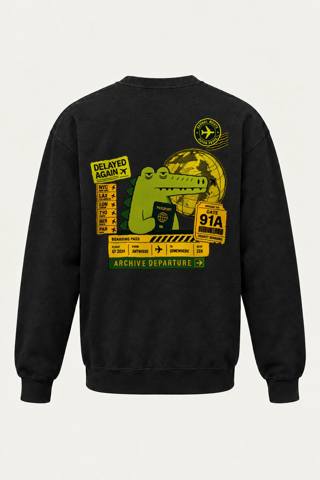 "Delayed Again Crocodile" Heavy Blend Unisex Crewneck Sweatshirt | Gildan 18000