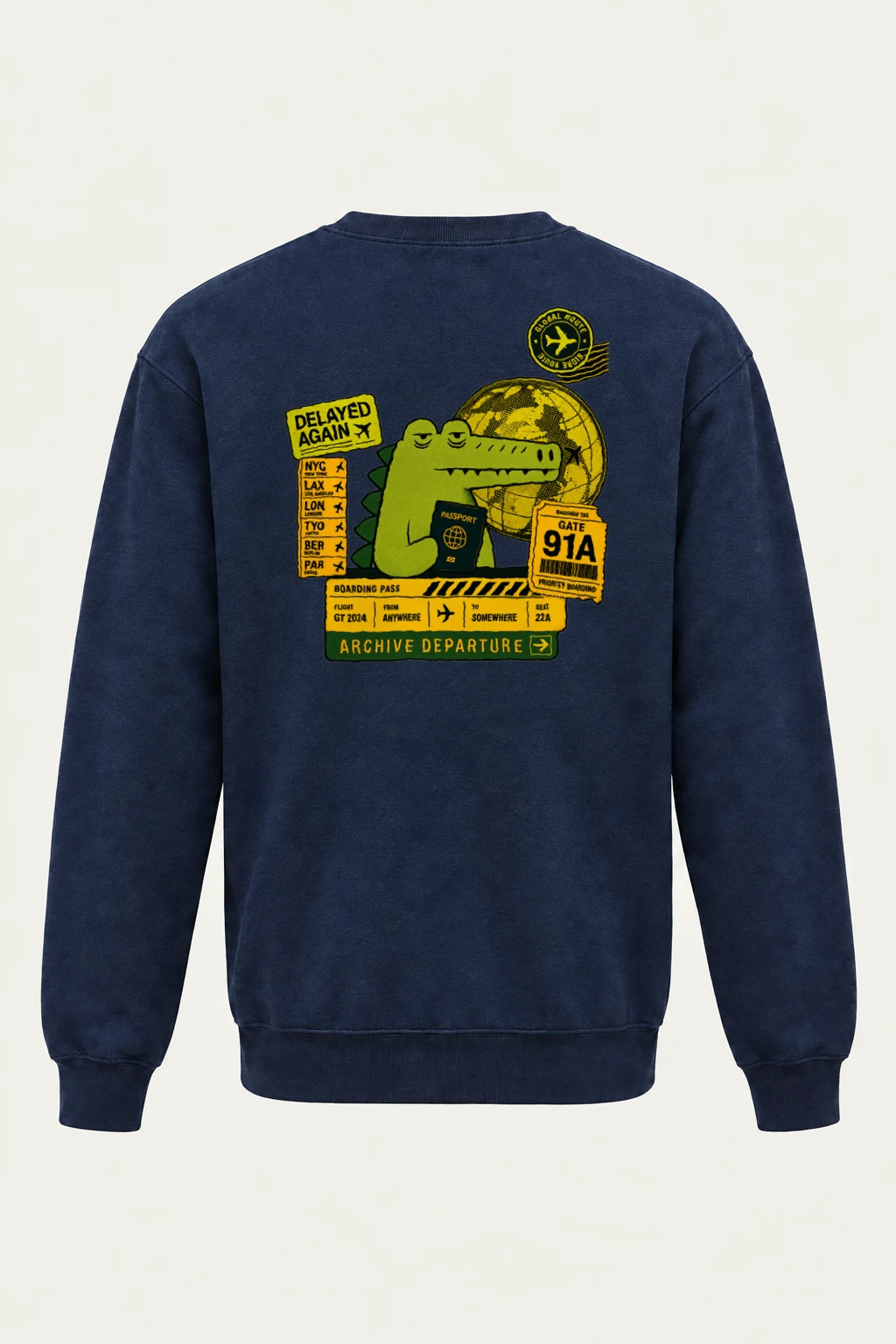 "Delayed Again Crocodile" Heavy Blend Unisex Crewneck Sweatshirt | Gildan 18000