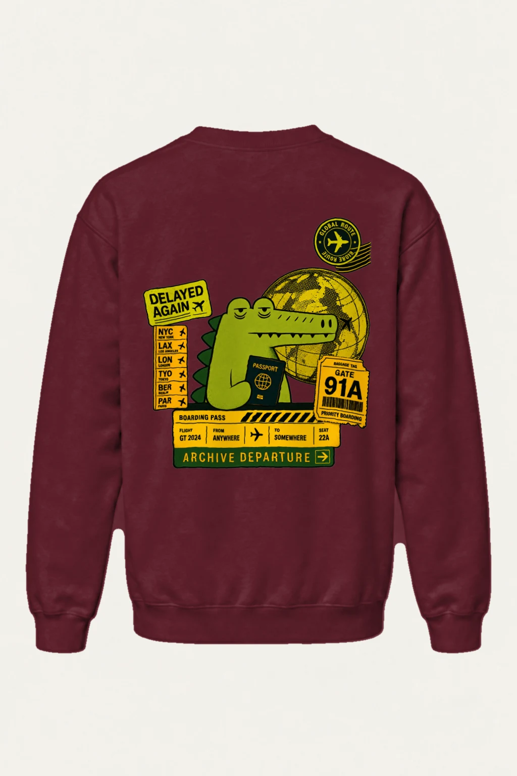 "Delayed Again Crocodile" Heavy Blend Unisex Crewneck Sweatshirt | Gildan 18000