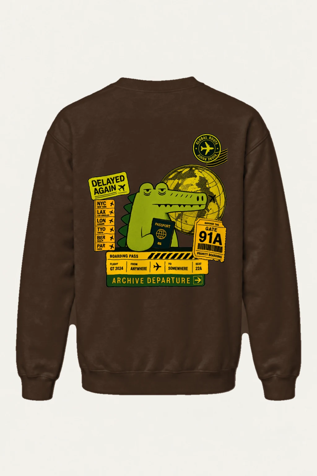 "Delayed Again Crocodile" Heavy Blend Unisex Crewneck Sweatshirt | Gildan 18000