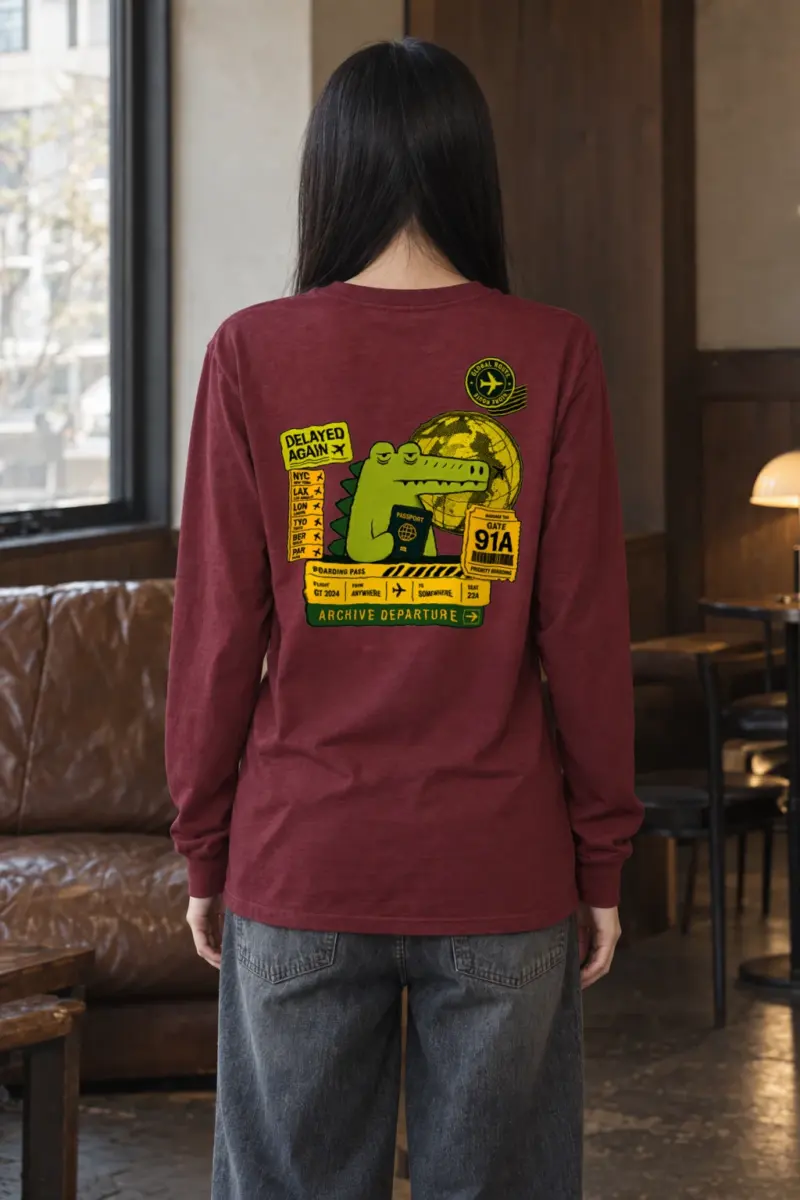 "Delayed Again Crocodile" Unisex Longsleeve T-shirt | Gildan 2400