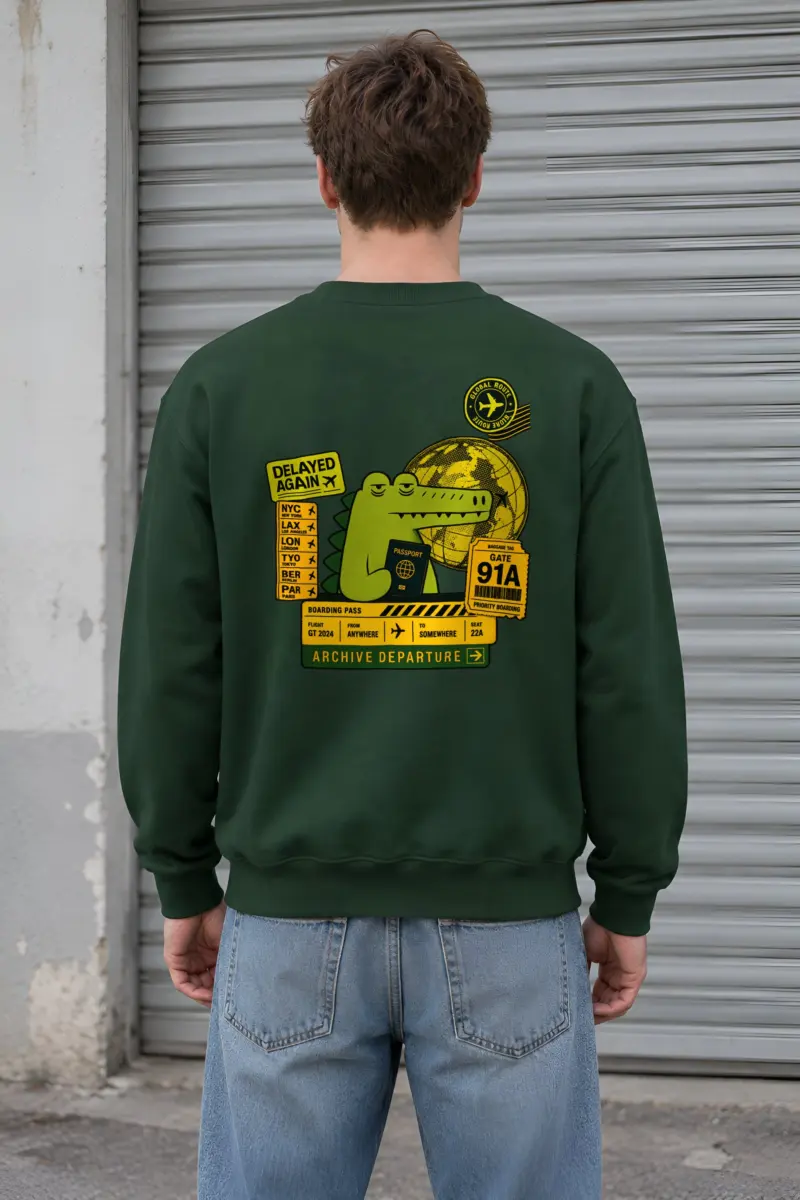 "Delayed Again" Heavy Blend Unisex Crewneck Sweatshirt