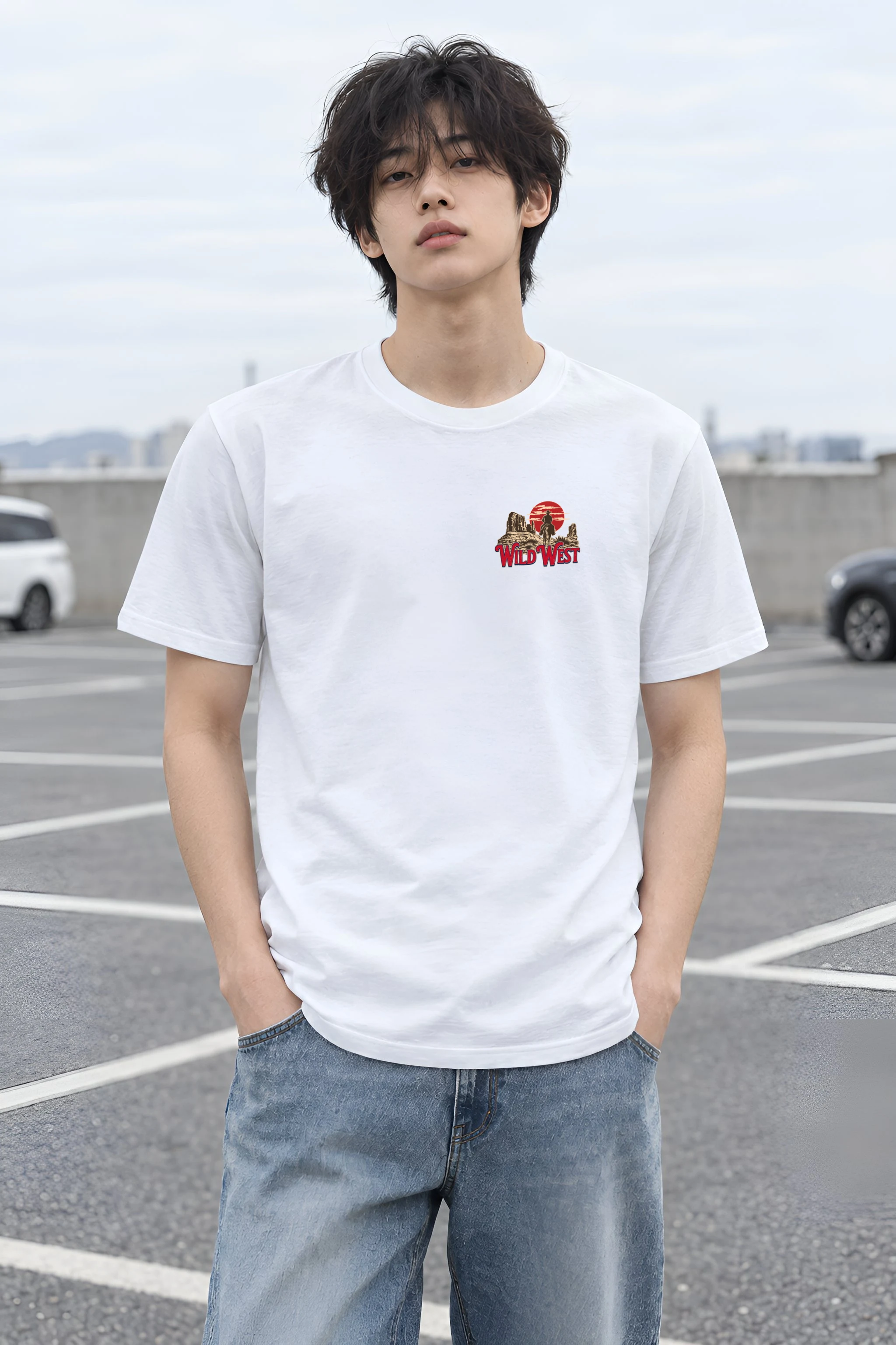 "Desert Horseback Rider" Heavyweight Unisex Crewneck T-shirt