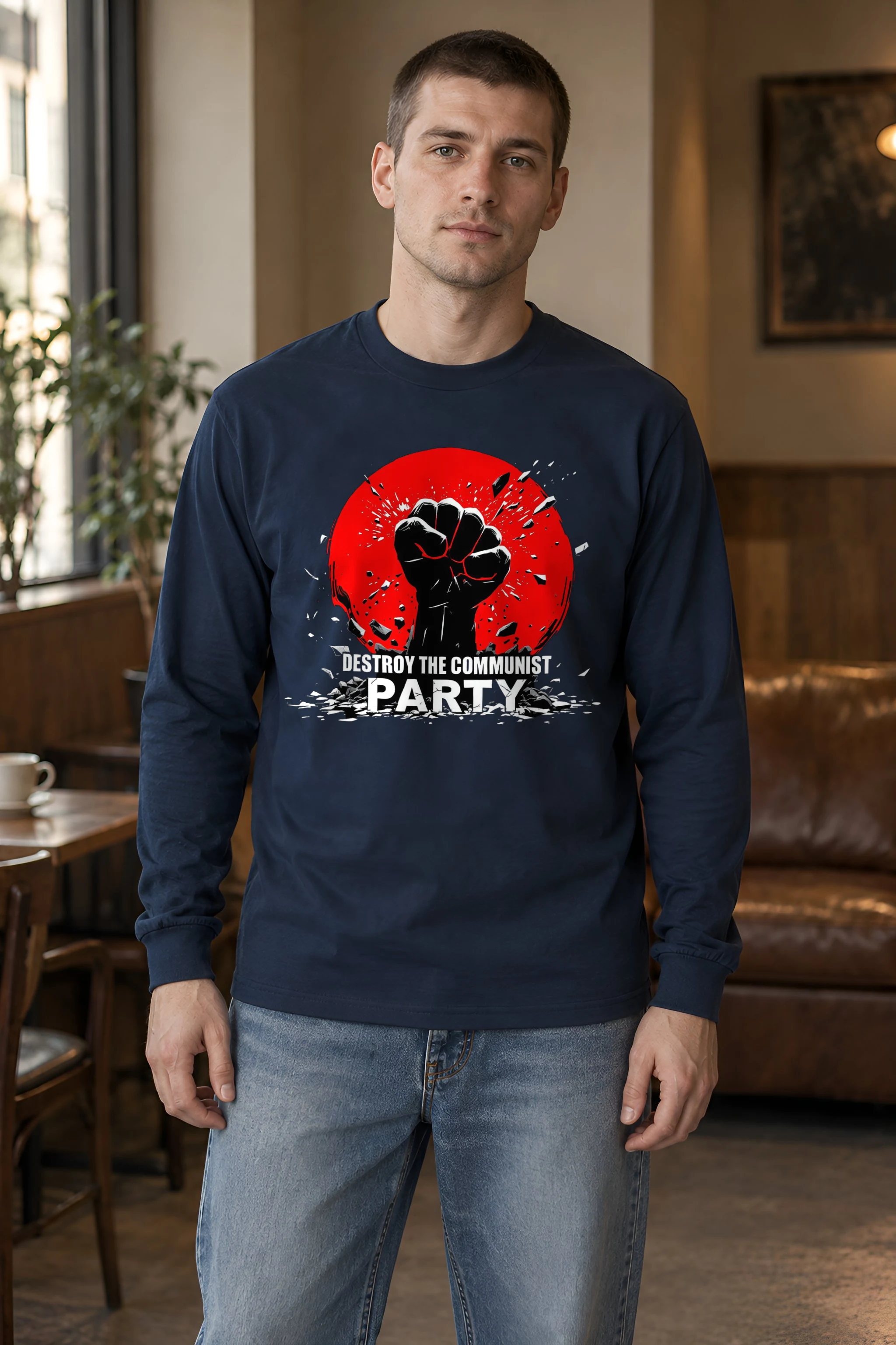 "Destroy Communist Party" Unisex Longsleeve T-shirt