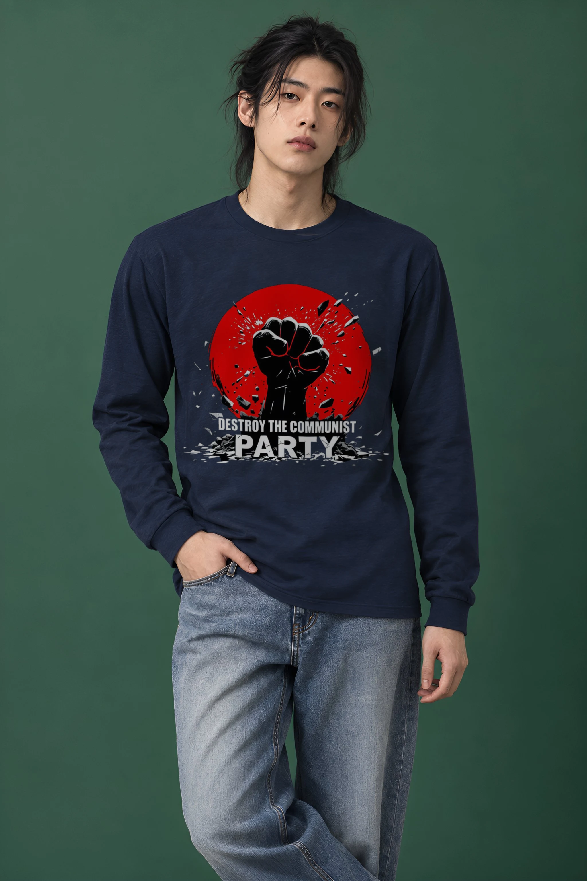 "Destroy Communist Party" Unisex Longsleeve T-shirt