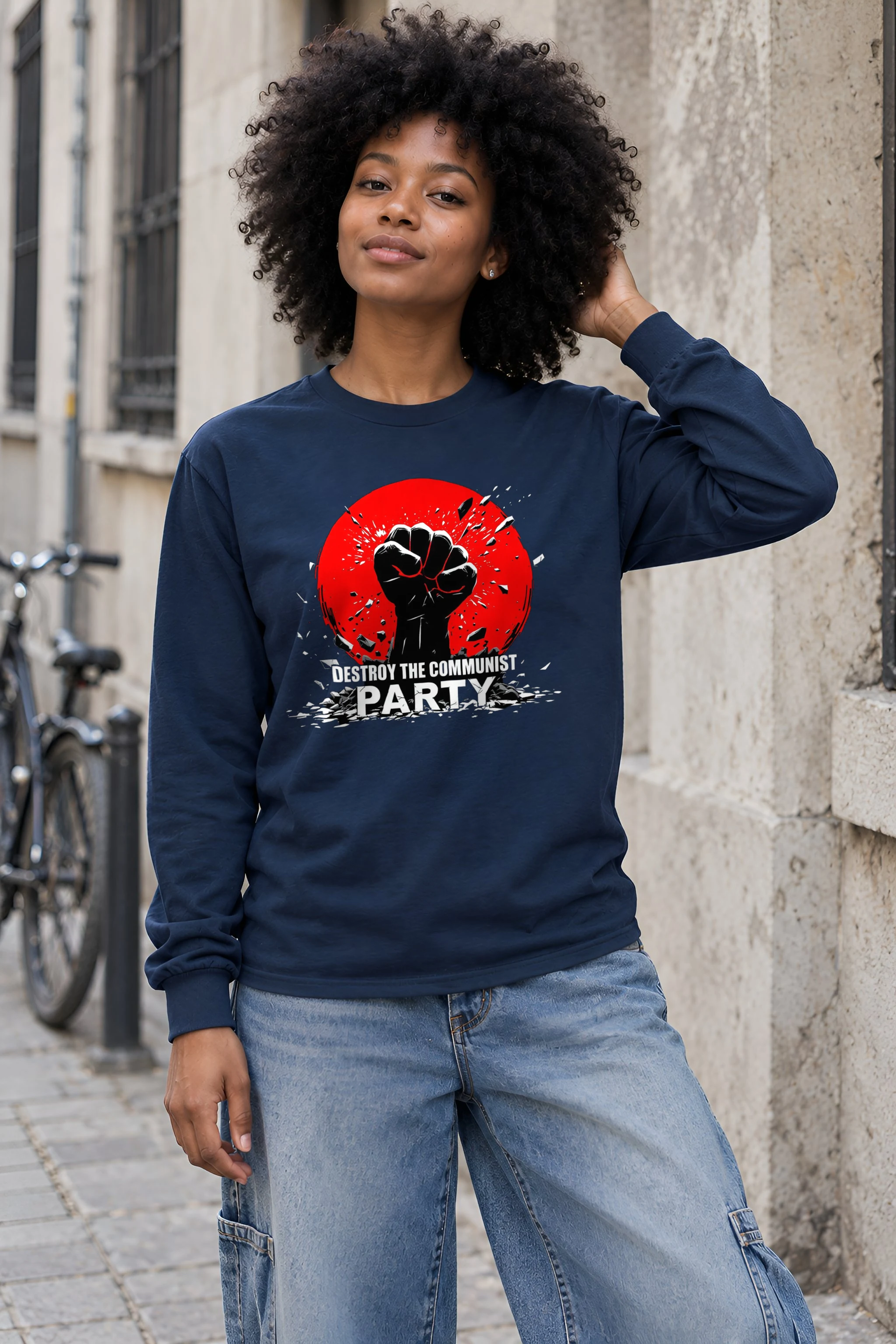 "Destroy Communist Party" Unisex Longsleeve T-shirt