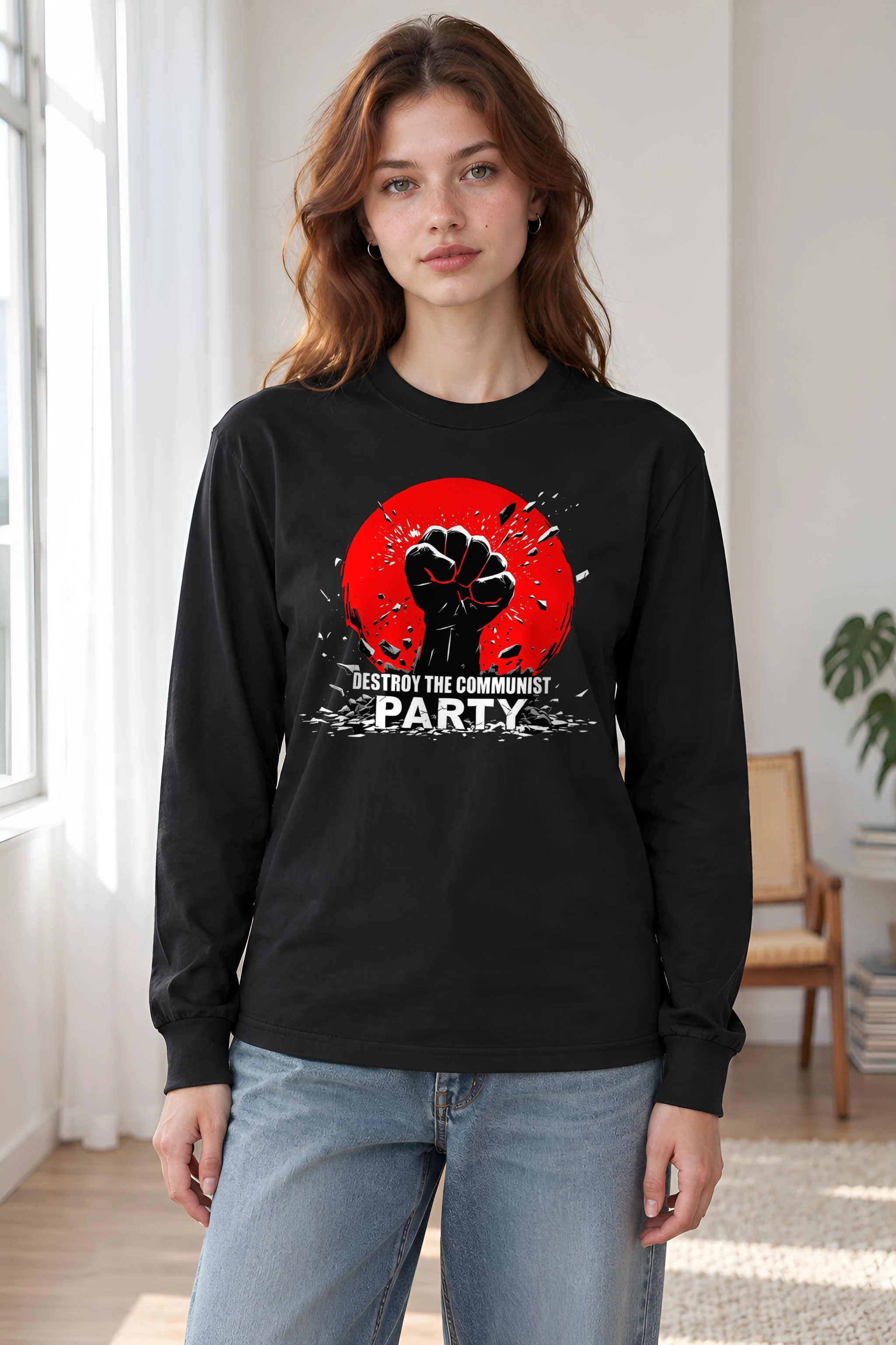 "Destroy Communist Party" Unisex Longsleeve T-shirt