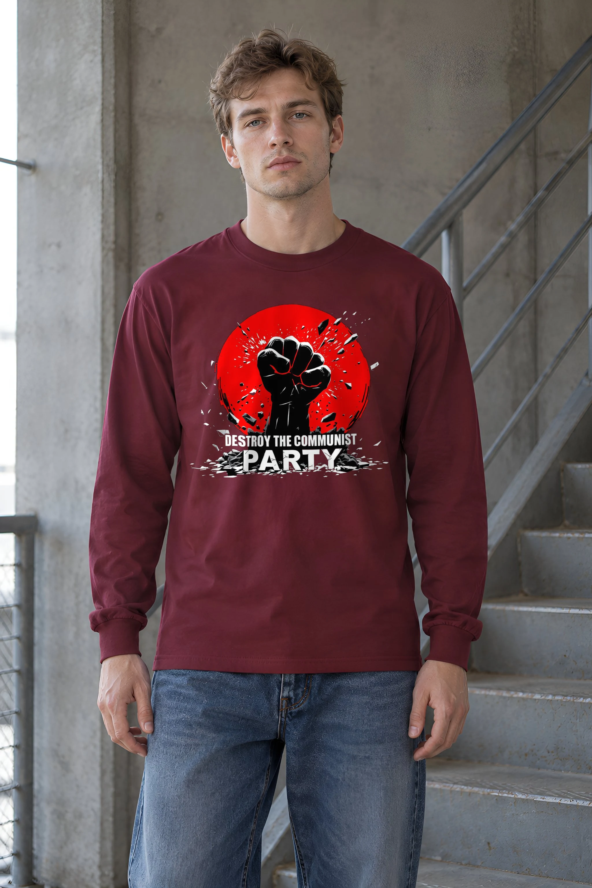 "Destroy Communist Party" Unisex Longsleeve T-shirt