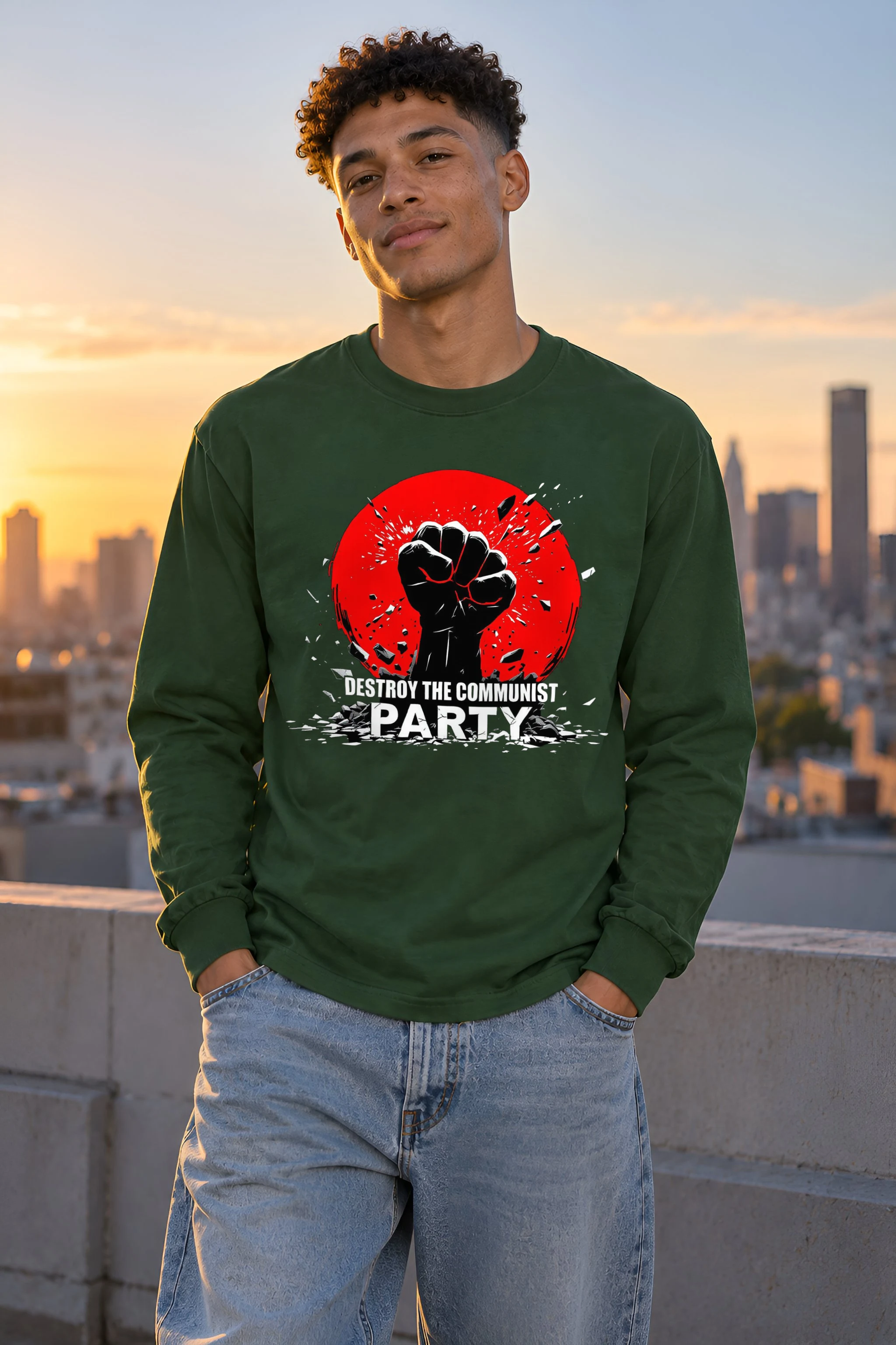 "Destroy Communist Party" Unisex Longsleeve T-shirt