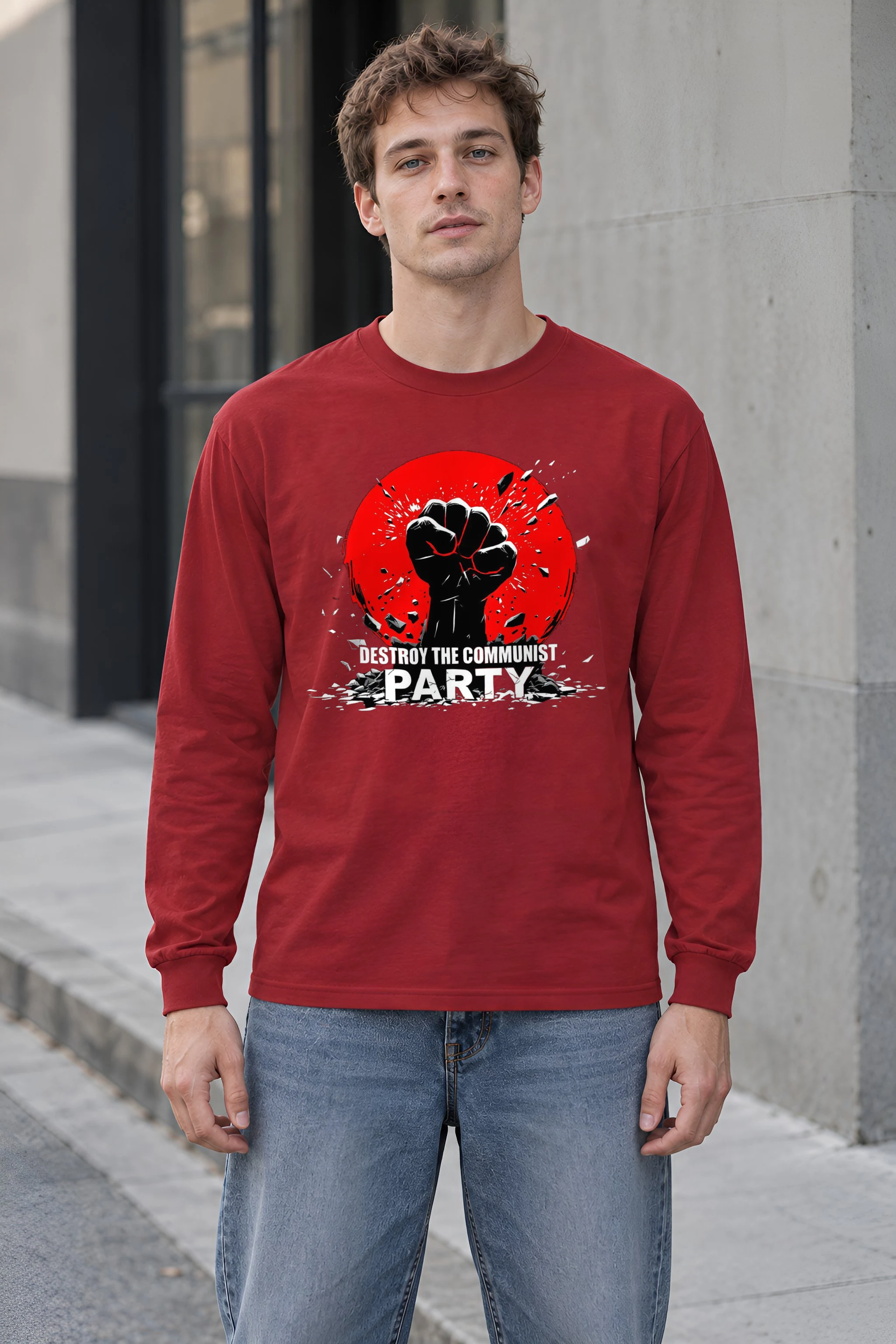 "Destroy Communist Party" Unisex Longsleeve T-shirt