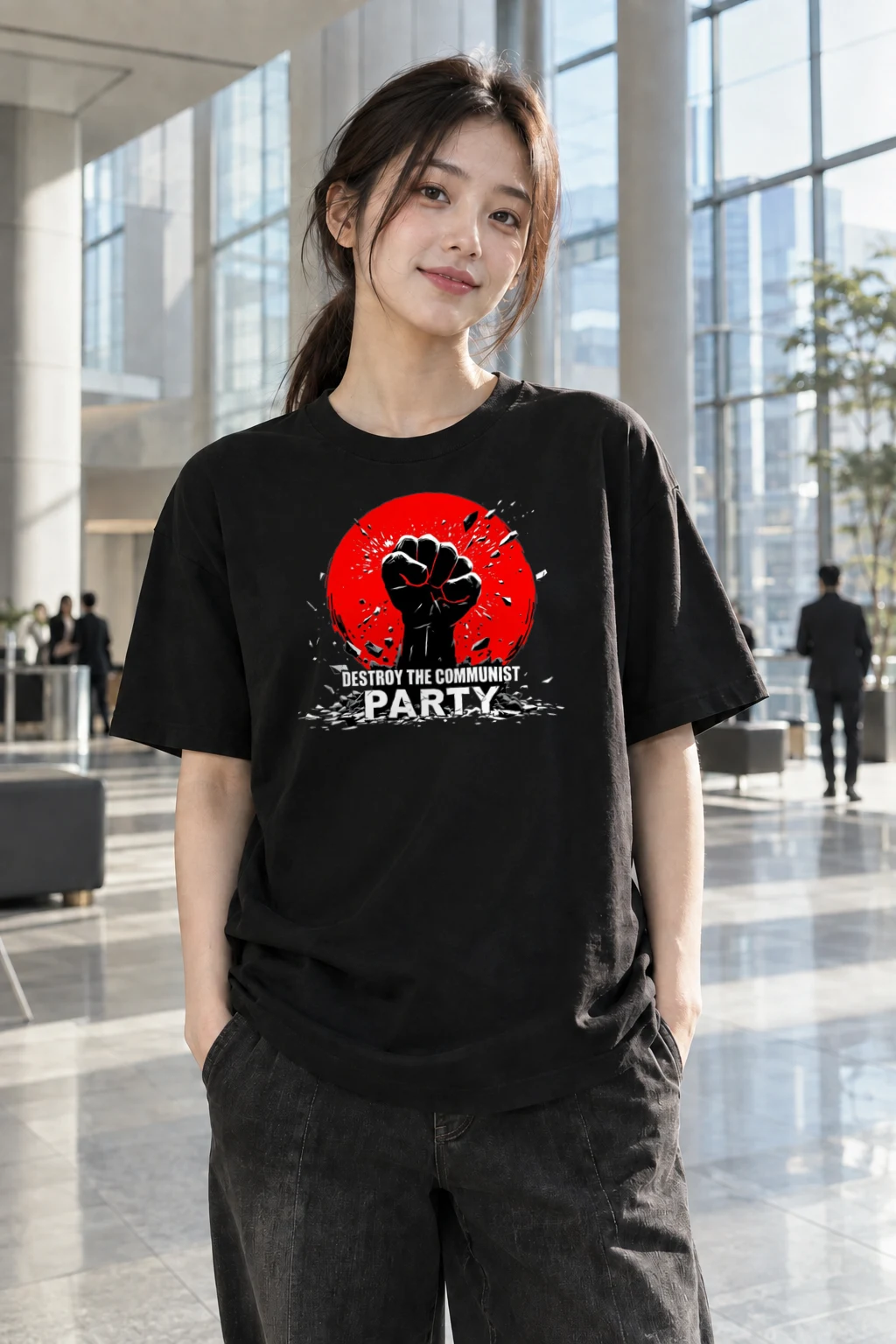 "Destroy The Communist Party" Heavyweight Unisex Crewneck T-shirt | Gildan 5000